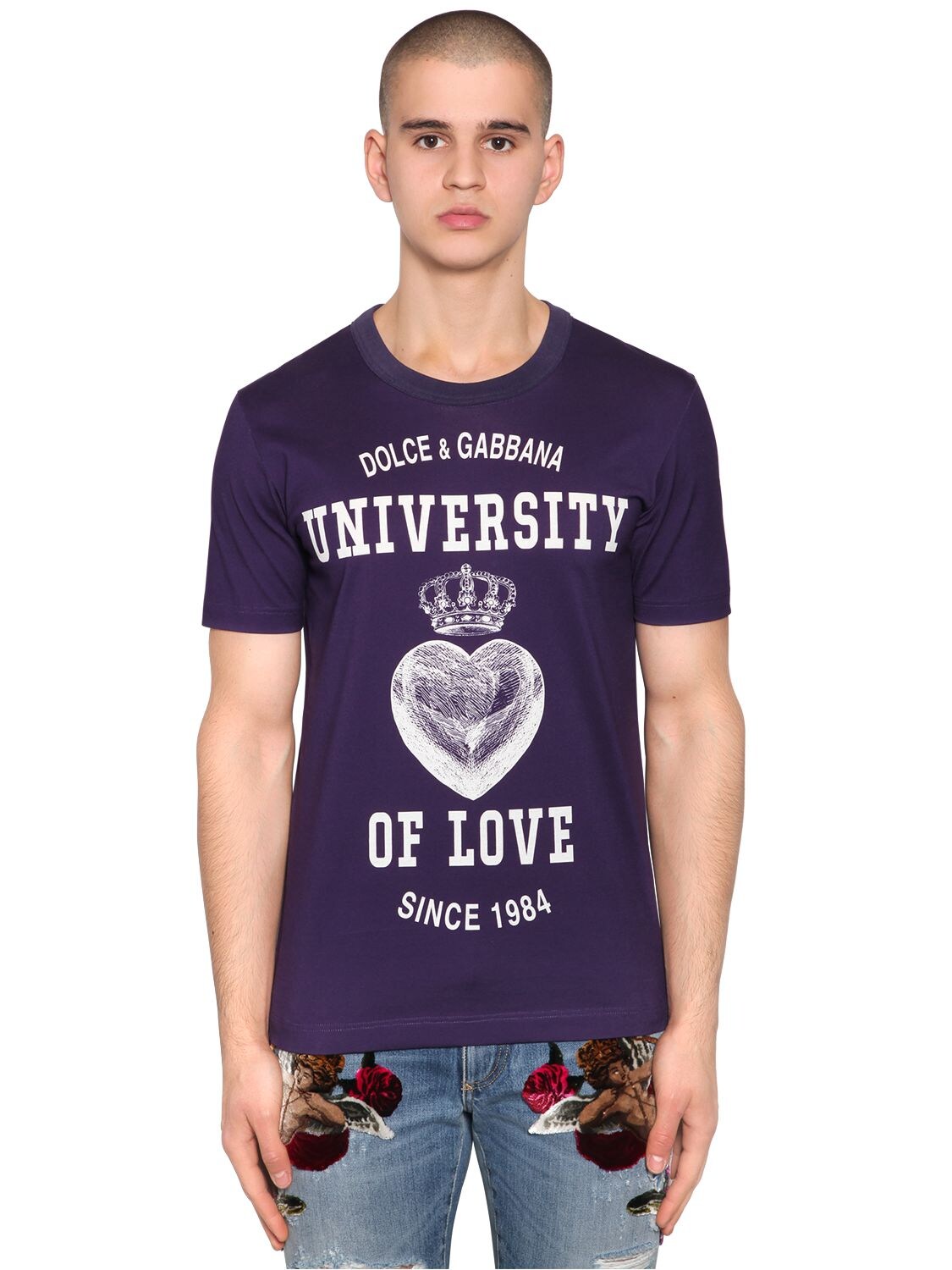 DOLCE & GABBANA UNIVERSITY OF LOVE PRINT JERSEY T-SHIRT 68I021016-SFBTMDc1