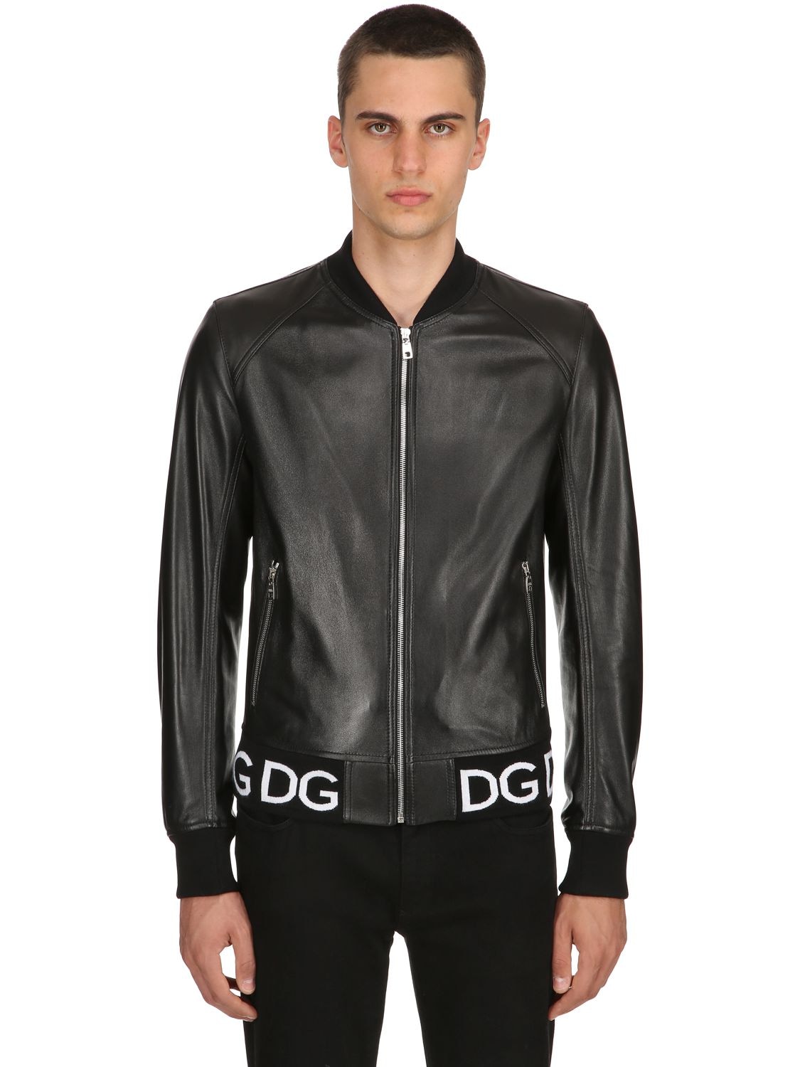 DOLCE & GABBANA NAPPA LEATHER BOMBER JACKET,68I021039-TjAwMDA1