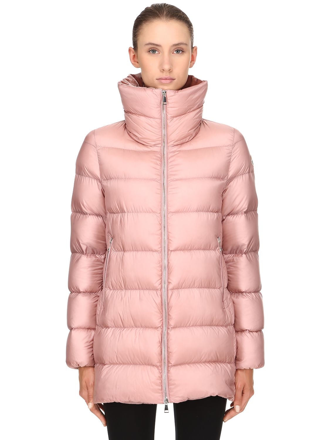 Moncler Torcol Nylon Down Coat In Pink 