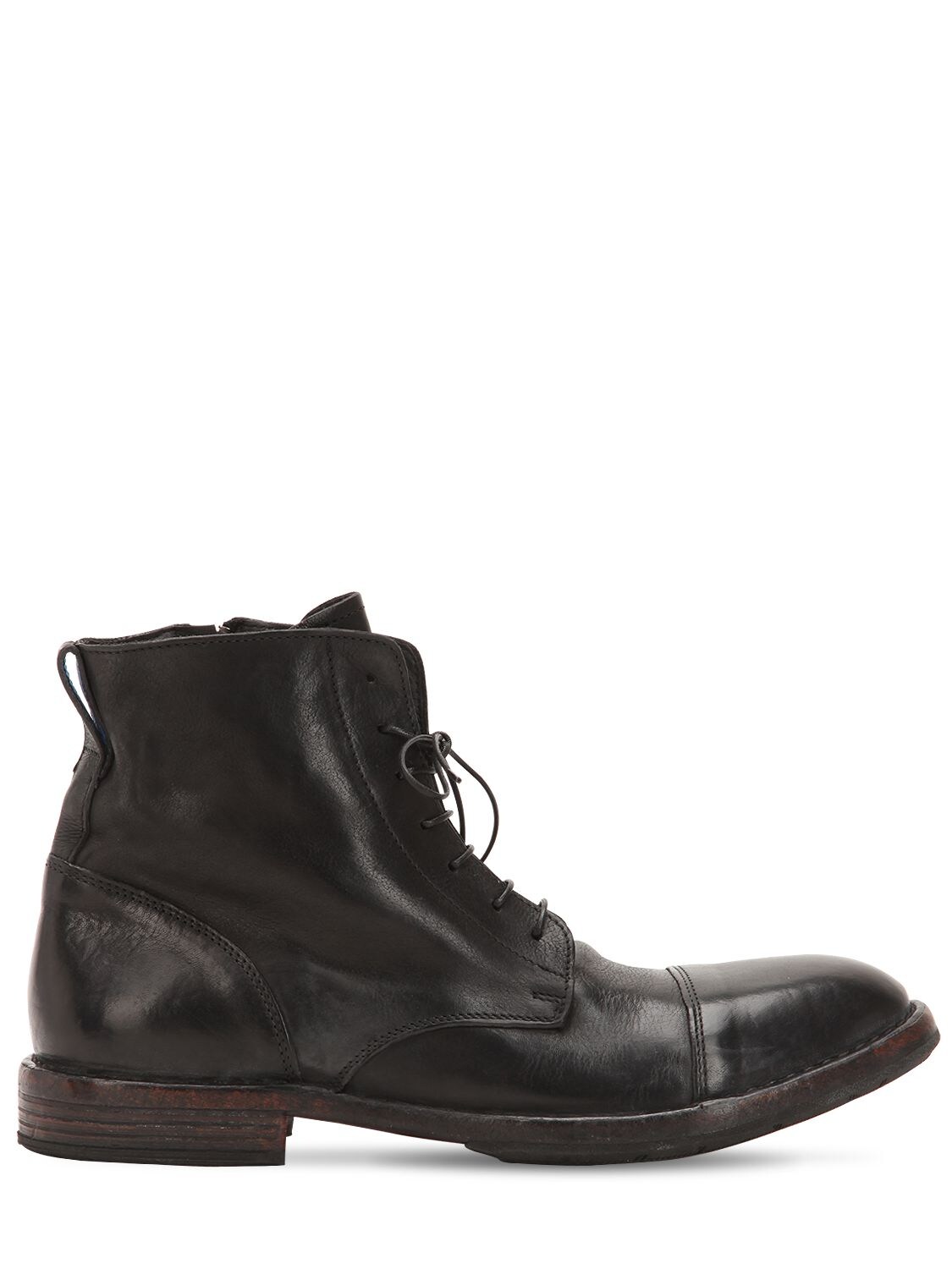 Moma Vintage Leather Boots In Black