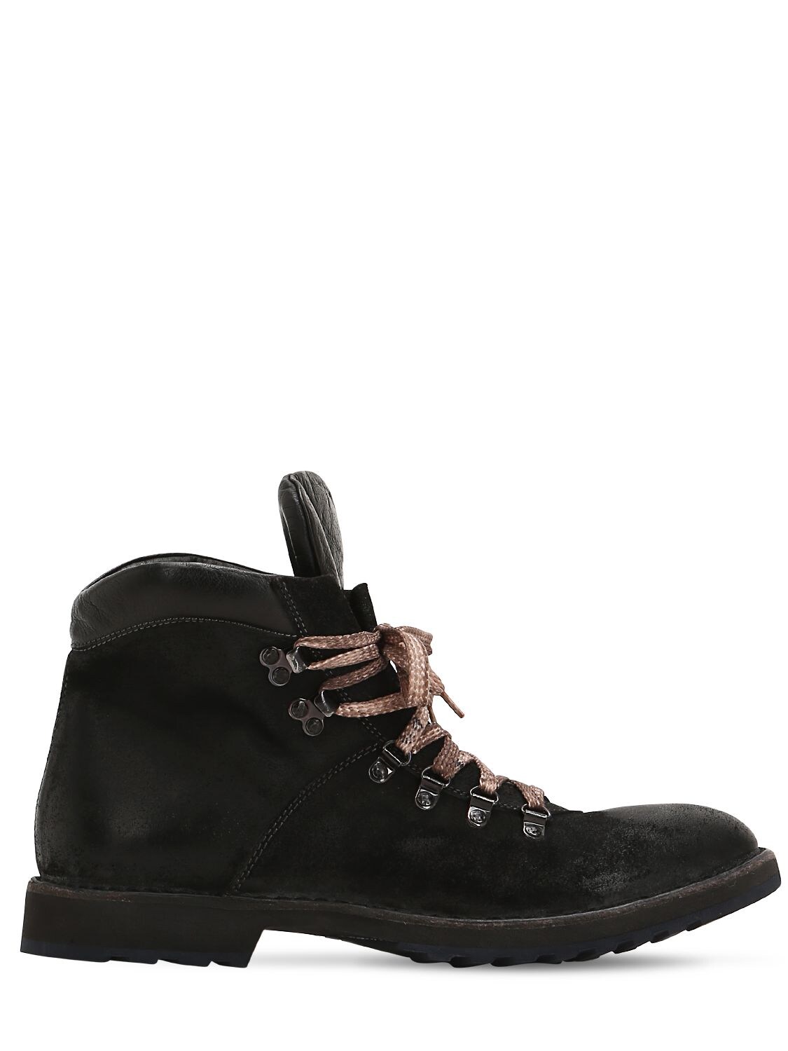 Moma Reversed Leather Hiking Boots In Black