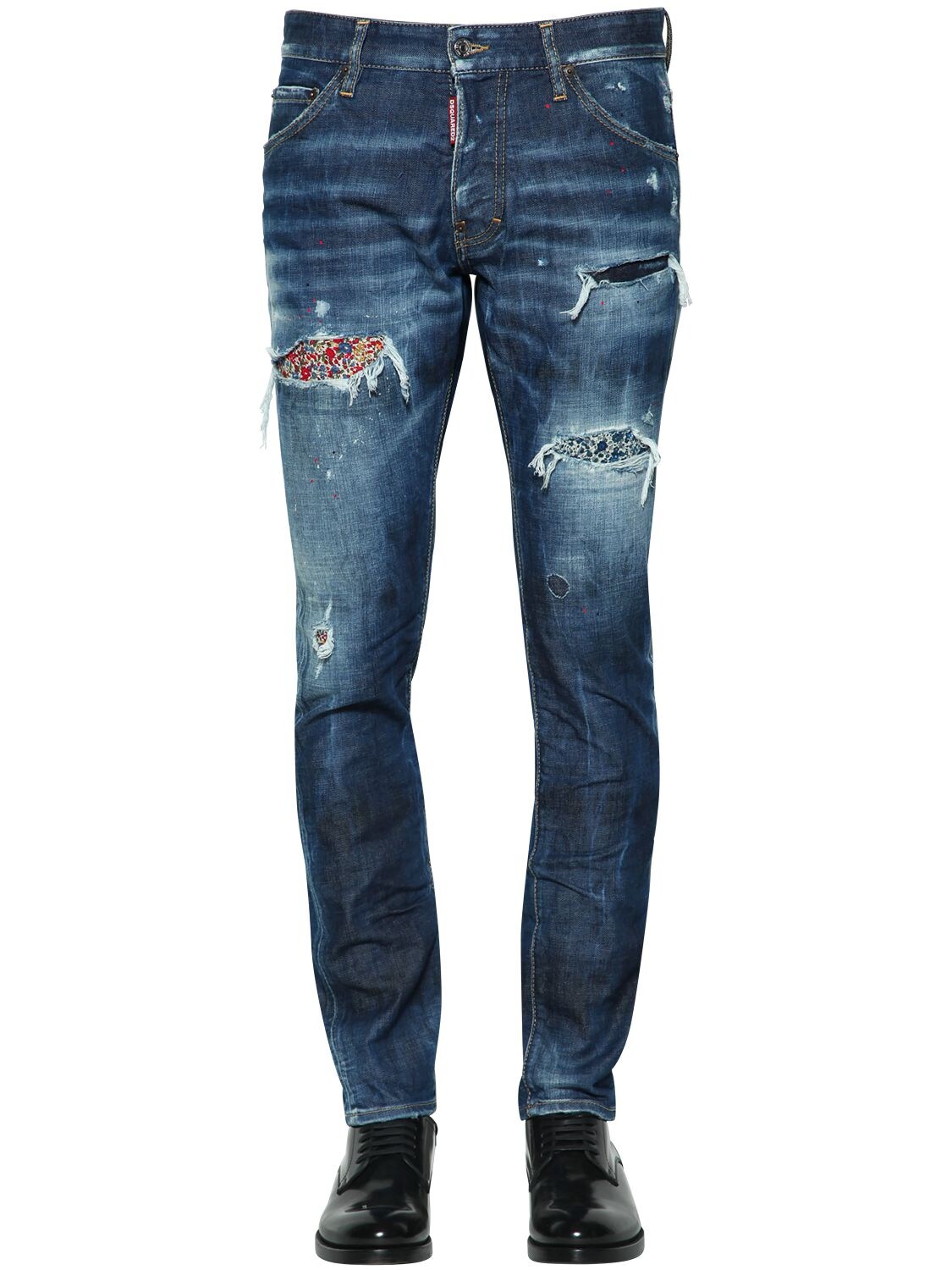 DSQUARED2 16.5CM COOL GUY FLORAL PATCH DENIM JEANS,68I04Y013-NDCW0