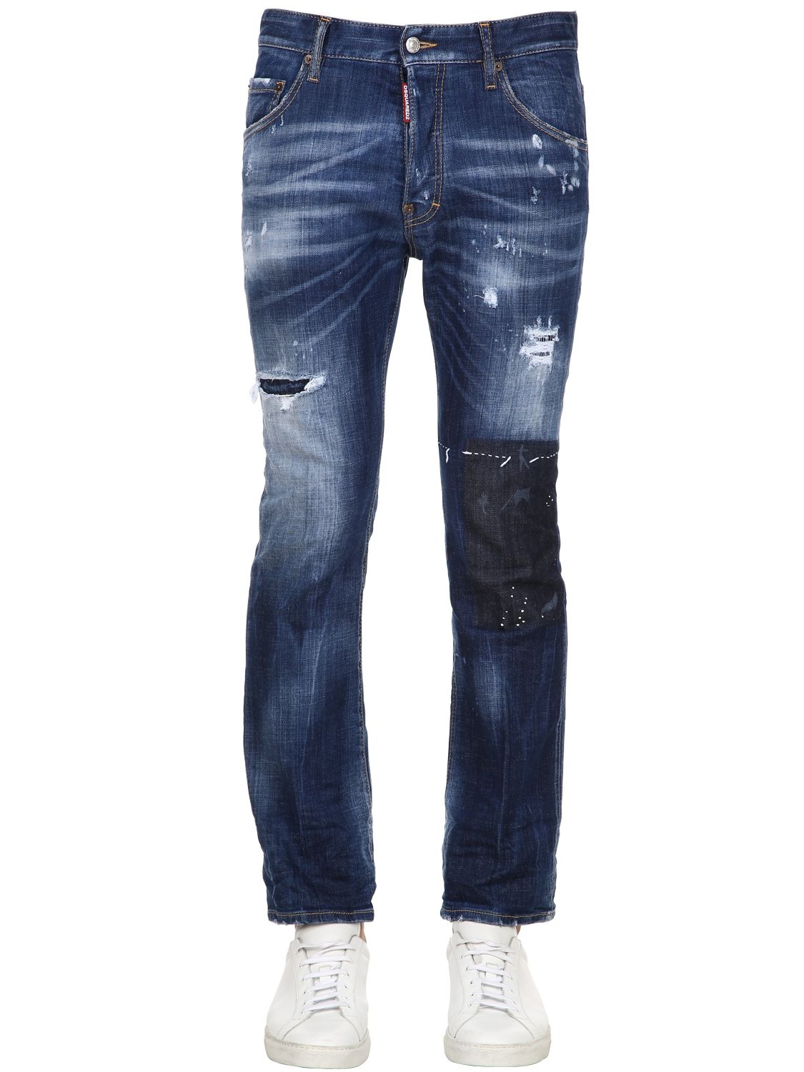 DSQUARED2 CROPPED WORKED SLASH DENIM JEANS,68I04Y079-NDCW0