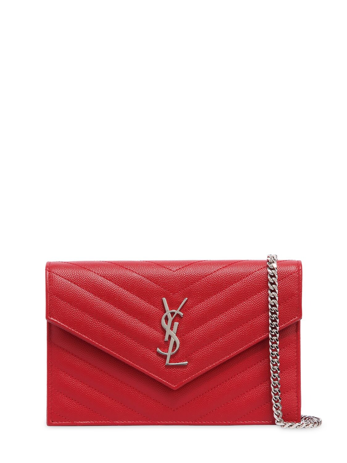 Saint Laurent Small Quilted Monogram Leather Bag In Red