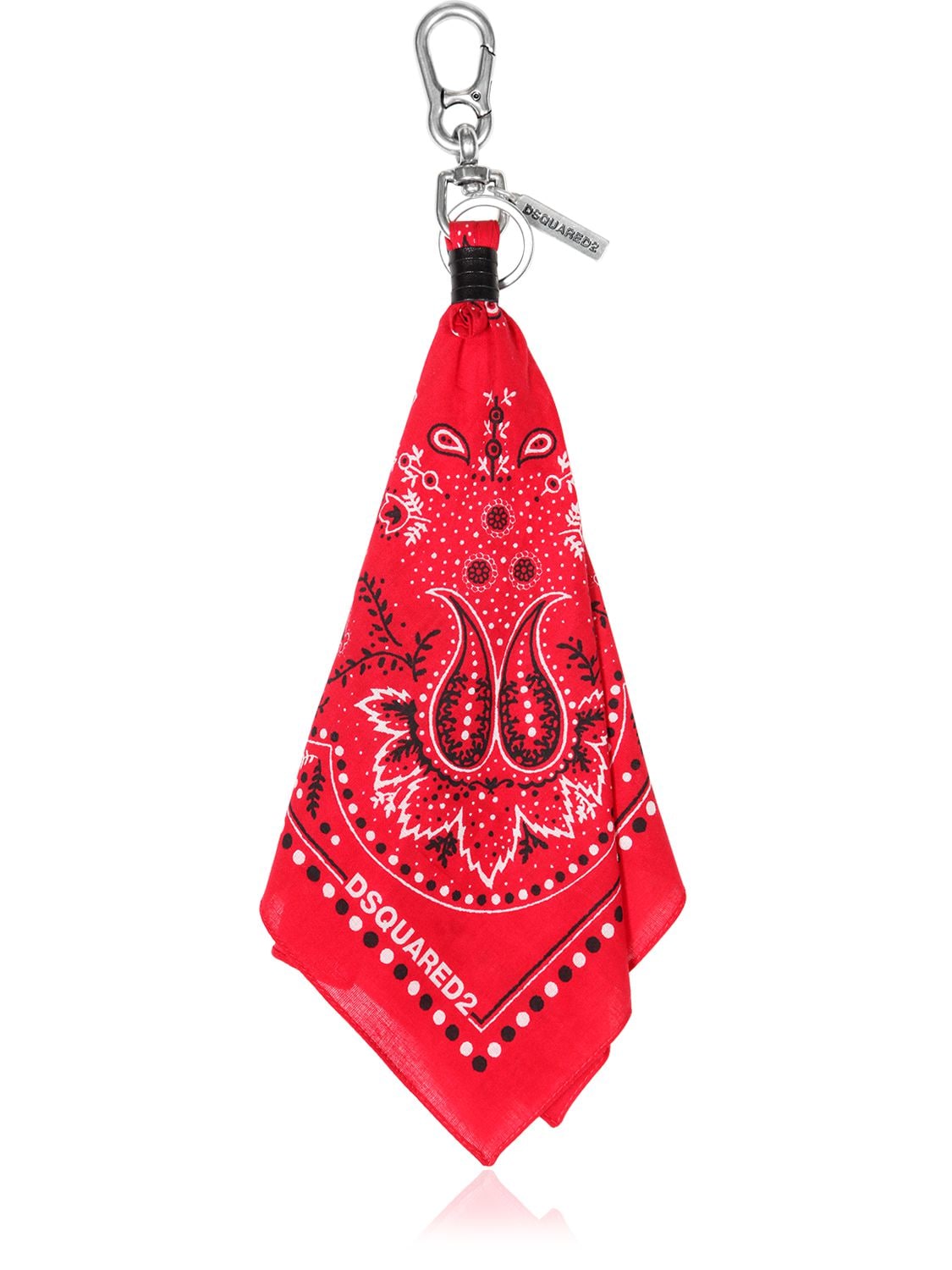 Dsquared2 Logo Printed Cotton Bandana Key Chain In Red