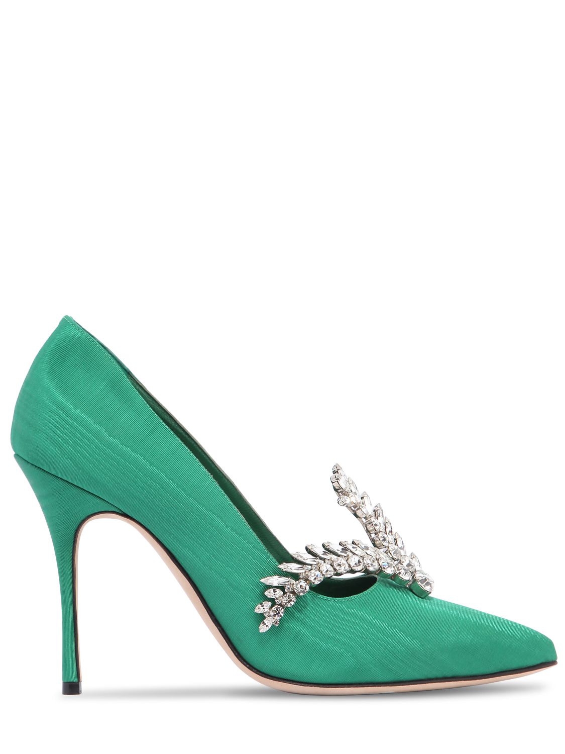 manolo blahnik 105毫米"shufti"施华洛世奇水晶绸缎高跟鞋