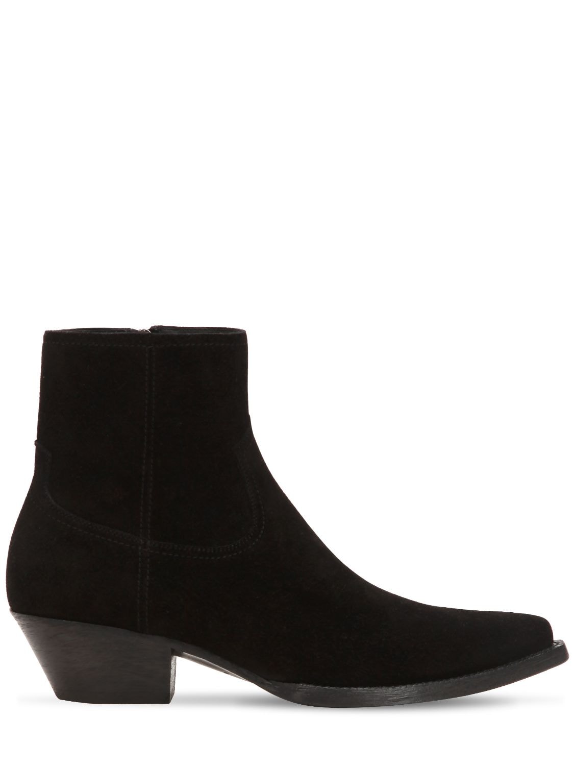 saint laurent black suede ankle boots