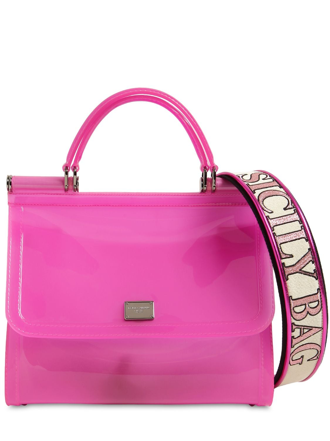 Dolce & Gabbana Sicily Faux Patent Leather Bag In Pink