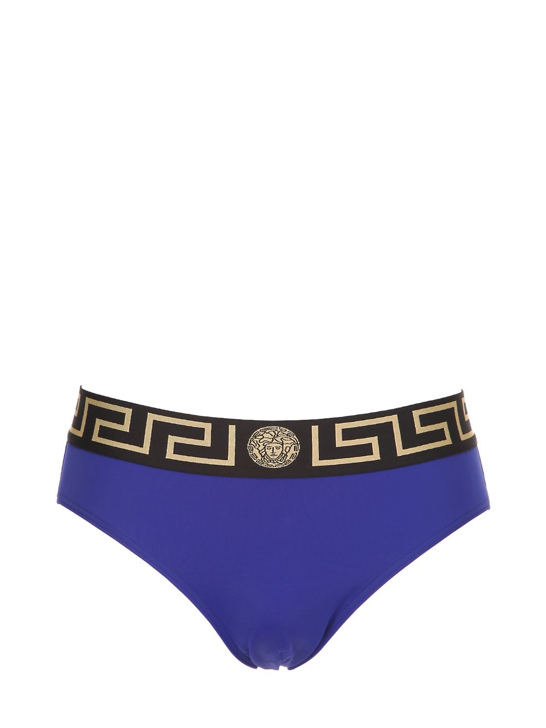 Versace Logo Nylon Swim Briefs In Blue | ModeSens