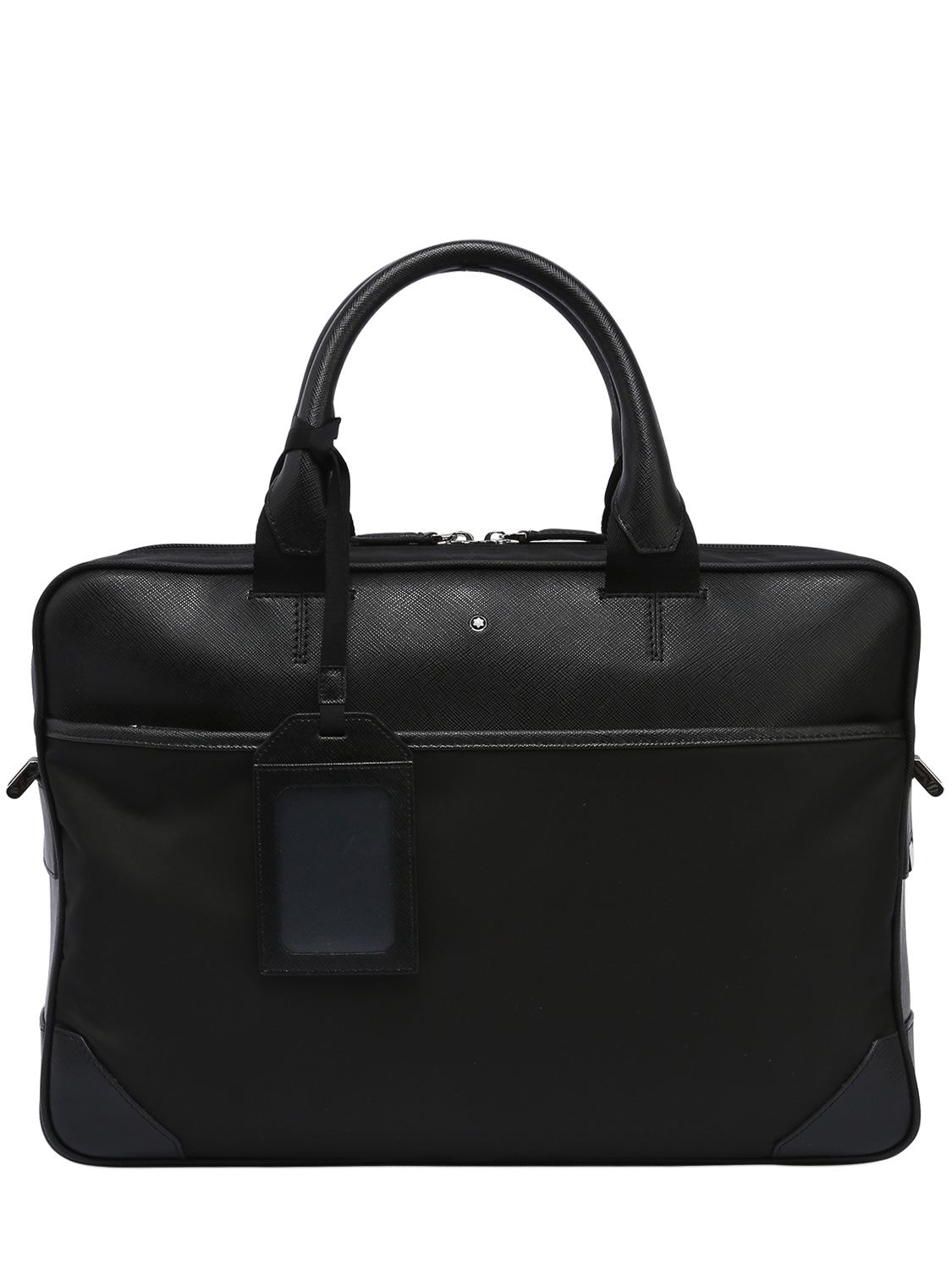 Montblanc Slim Sartorial Jet Leather & Nylon Case In Black