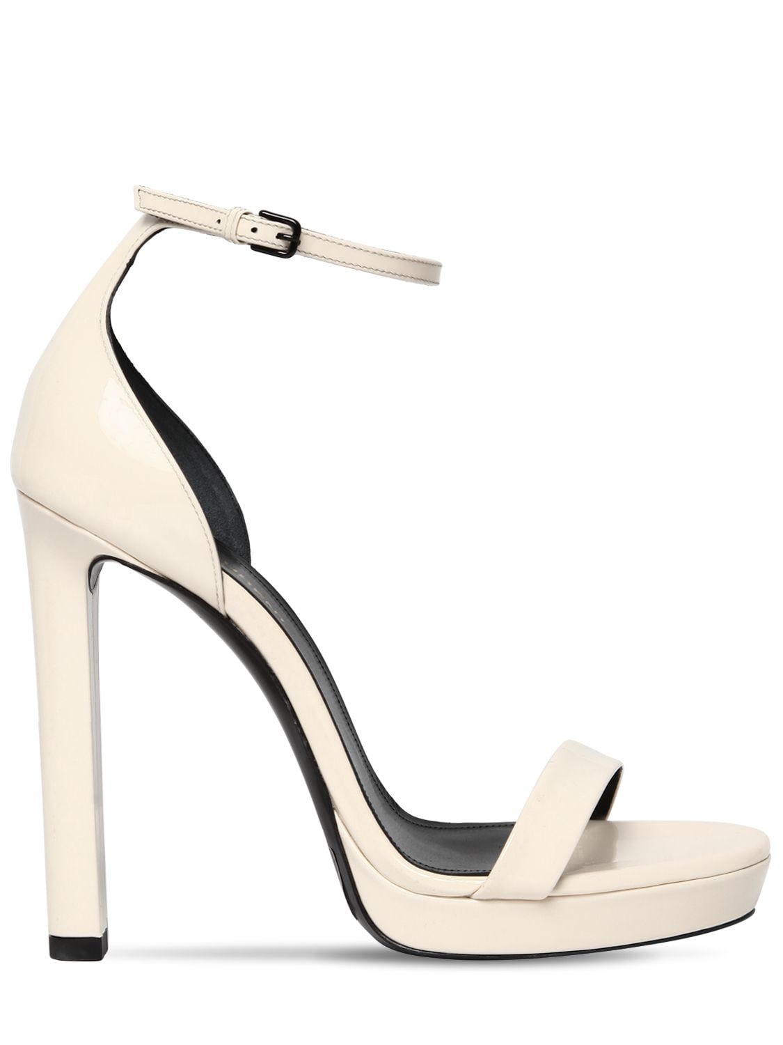 Saint Laurent 120mm Hall Patent Leather Sandals In Off White