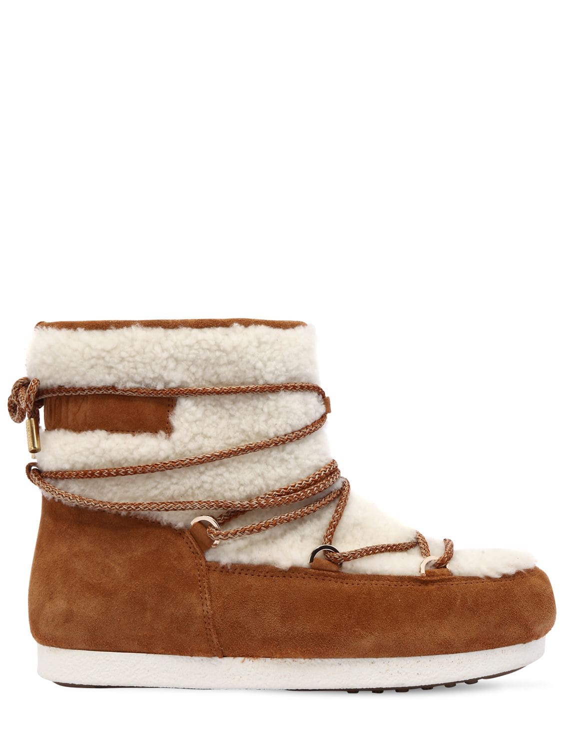 Moon Boot Far Side Low Shearling Boots In Whiskey