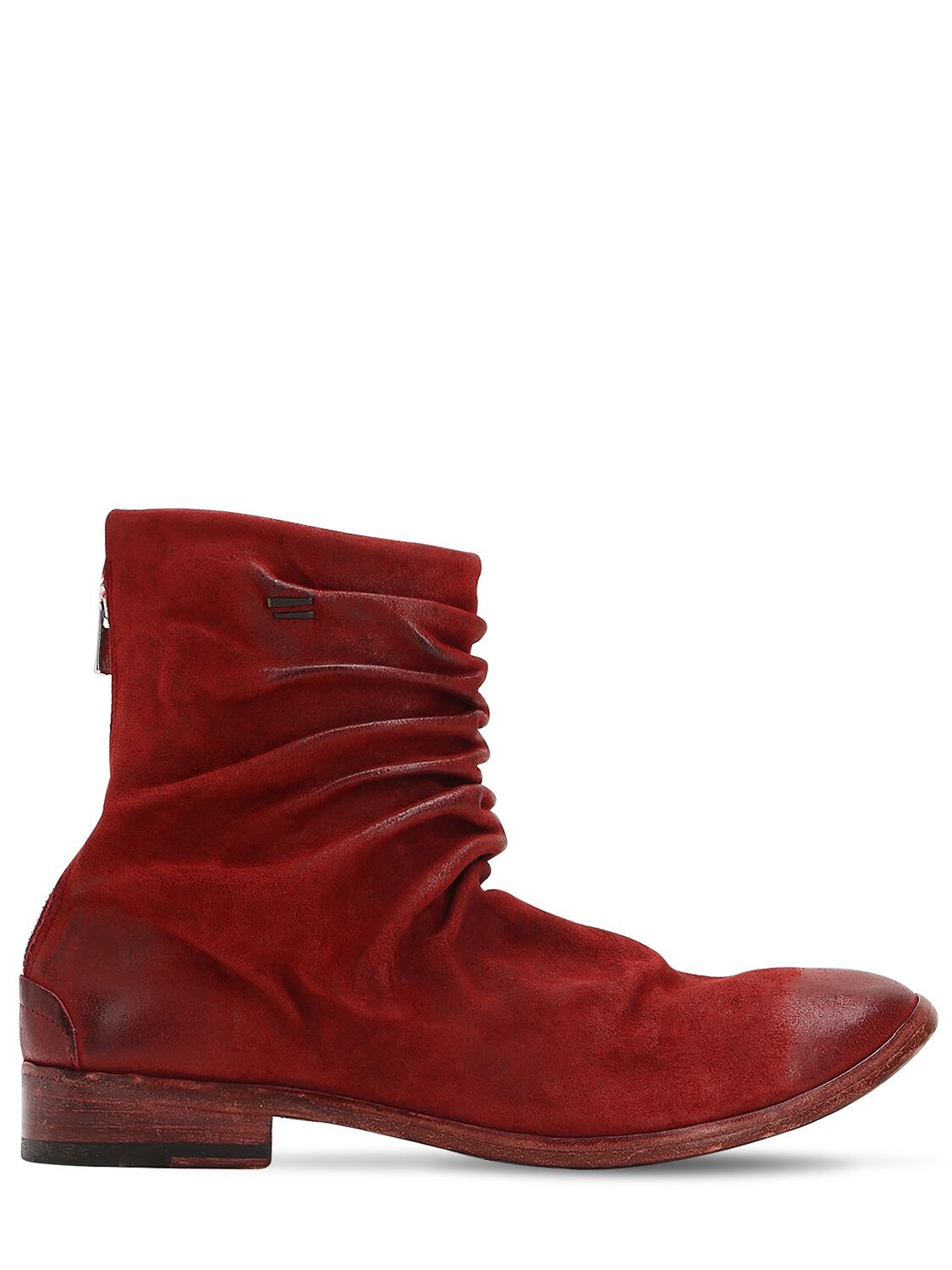 The Last Conspiracy Wrinkled Washed Leather Ankle Boots In Red
