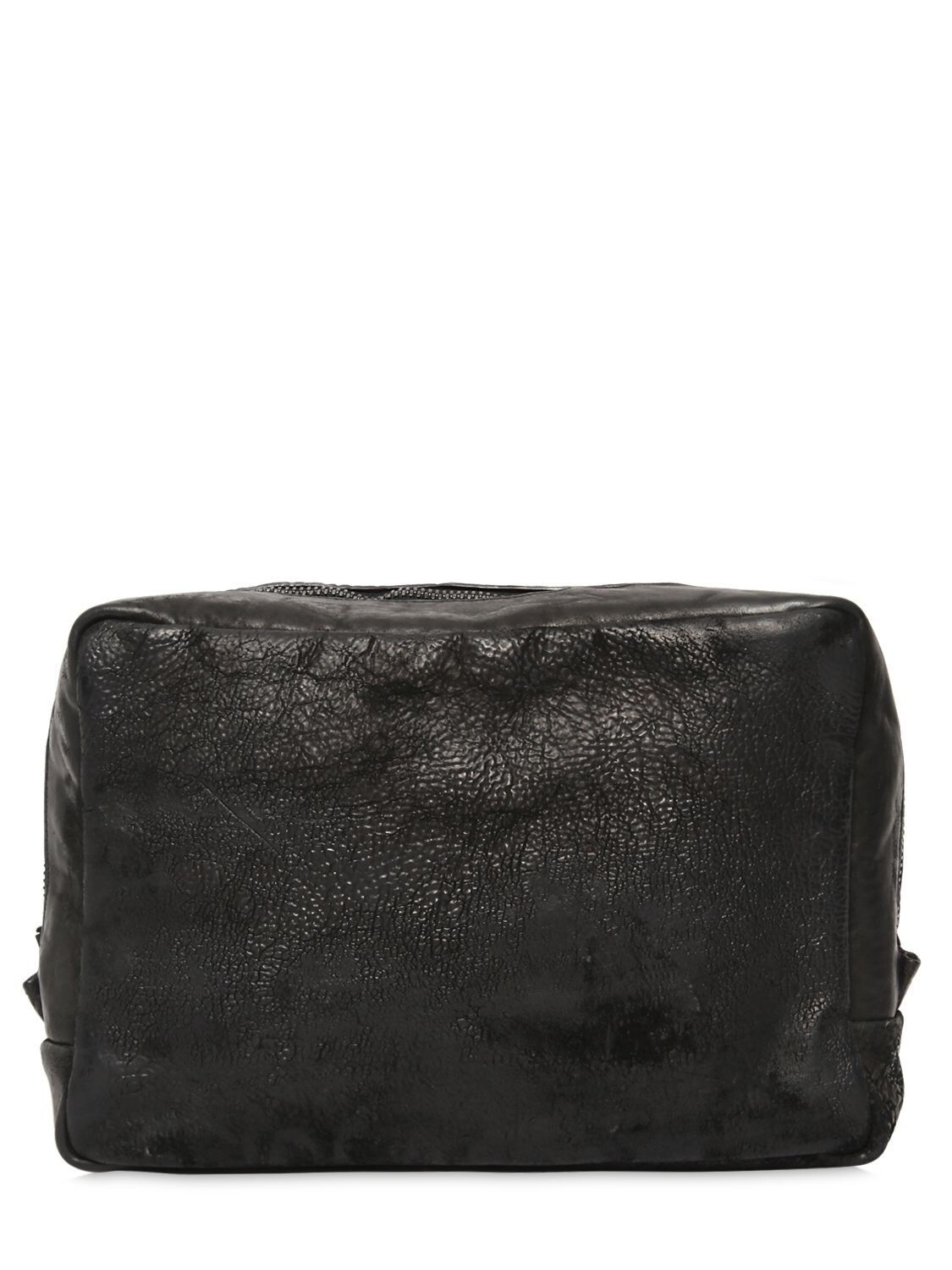 The Last Conspiracy Zip Around Embossed Leather Toiletry Bag In Black