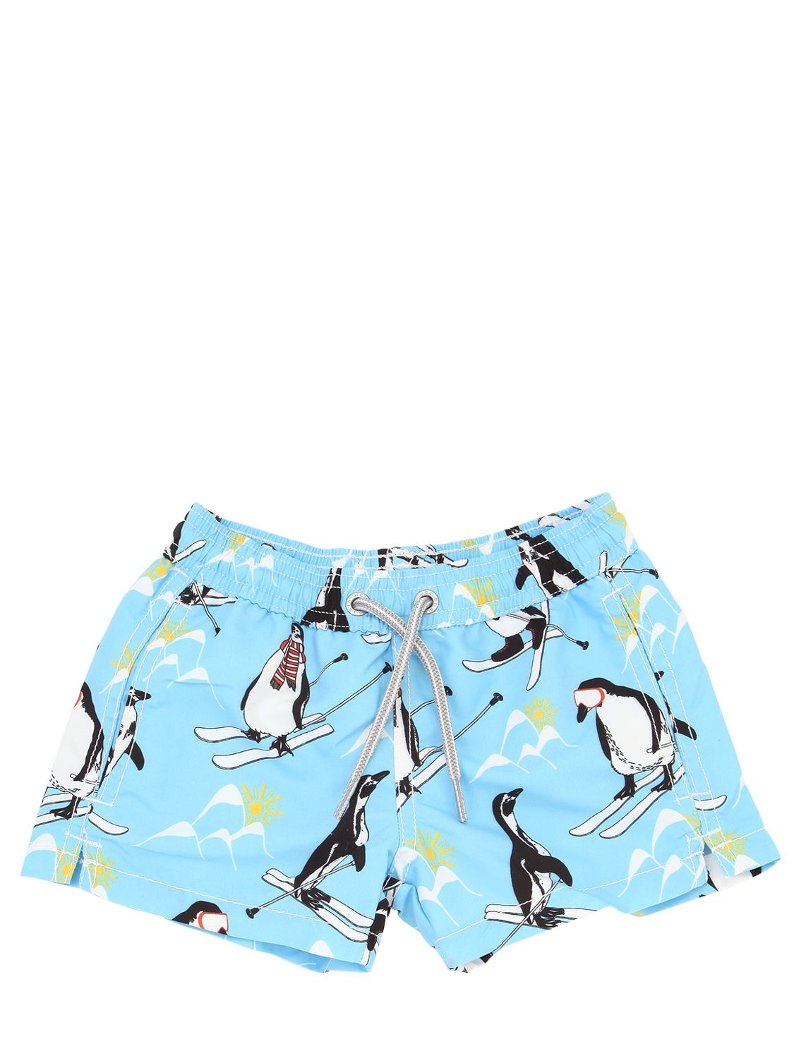 penguin print swim trunks