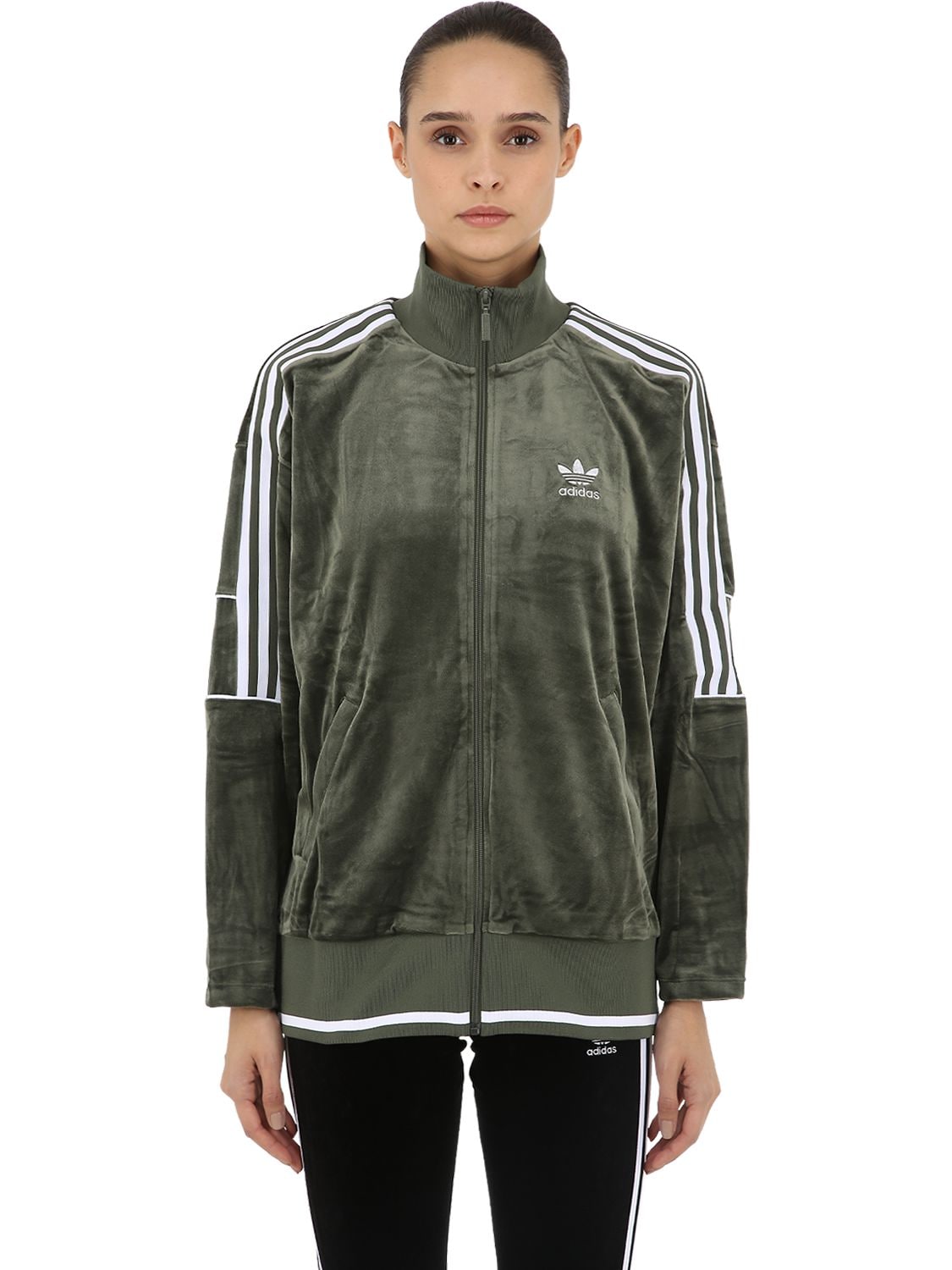 olive green adidas zip up