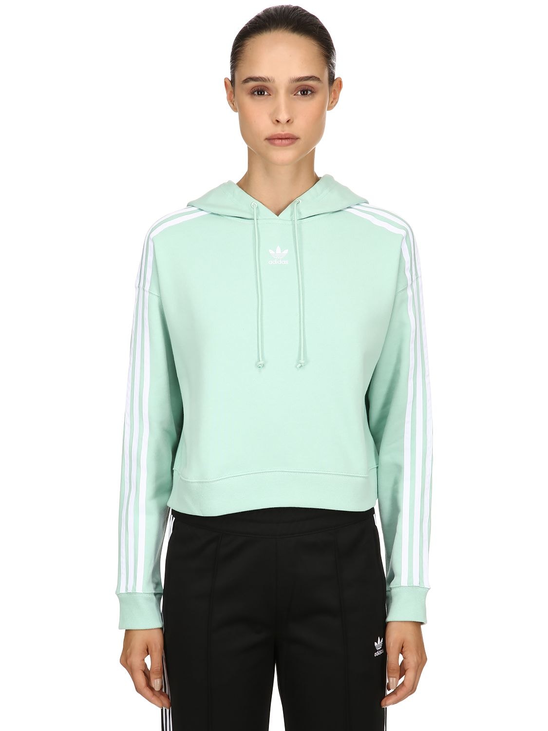adidas cropped hoodie blush green