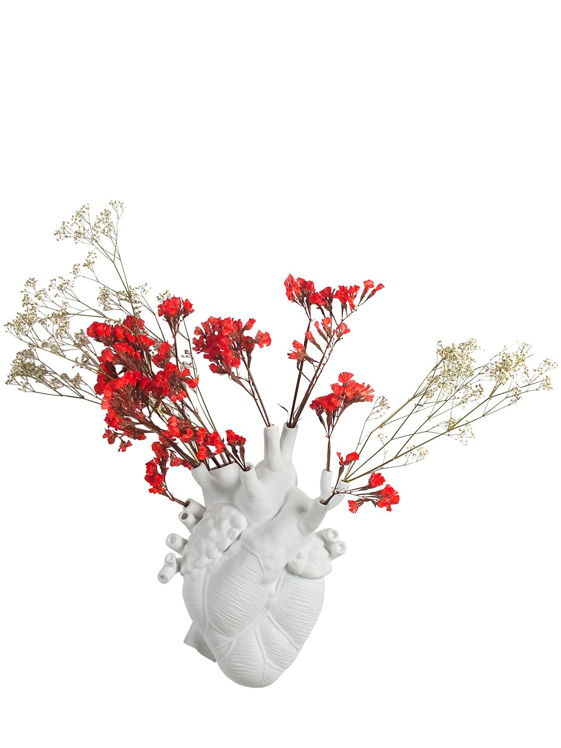 Shop Seletti Love In Bloom Porcelain Heart Vase In White