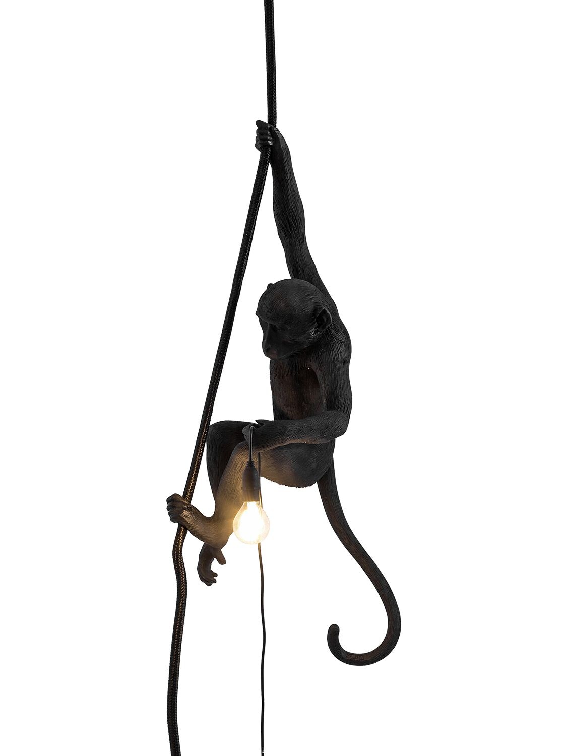 Shop Seletti Monkey On A Cord Pendant Lamp In Black