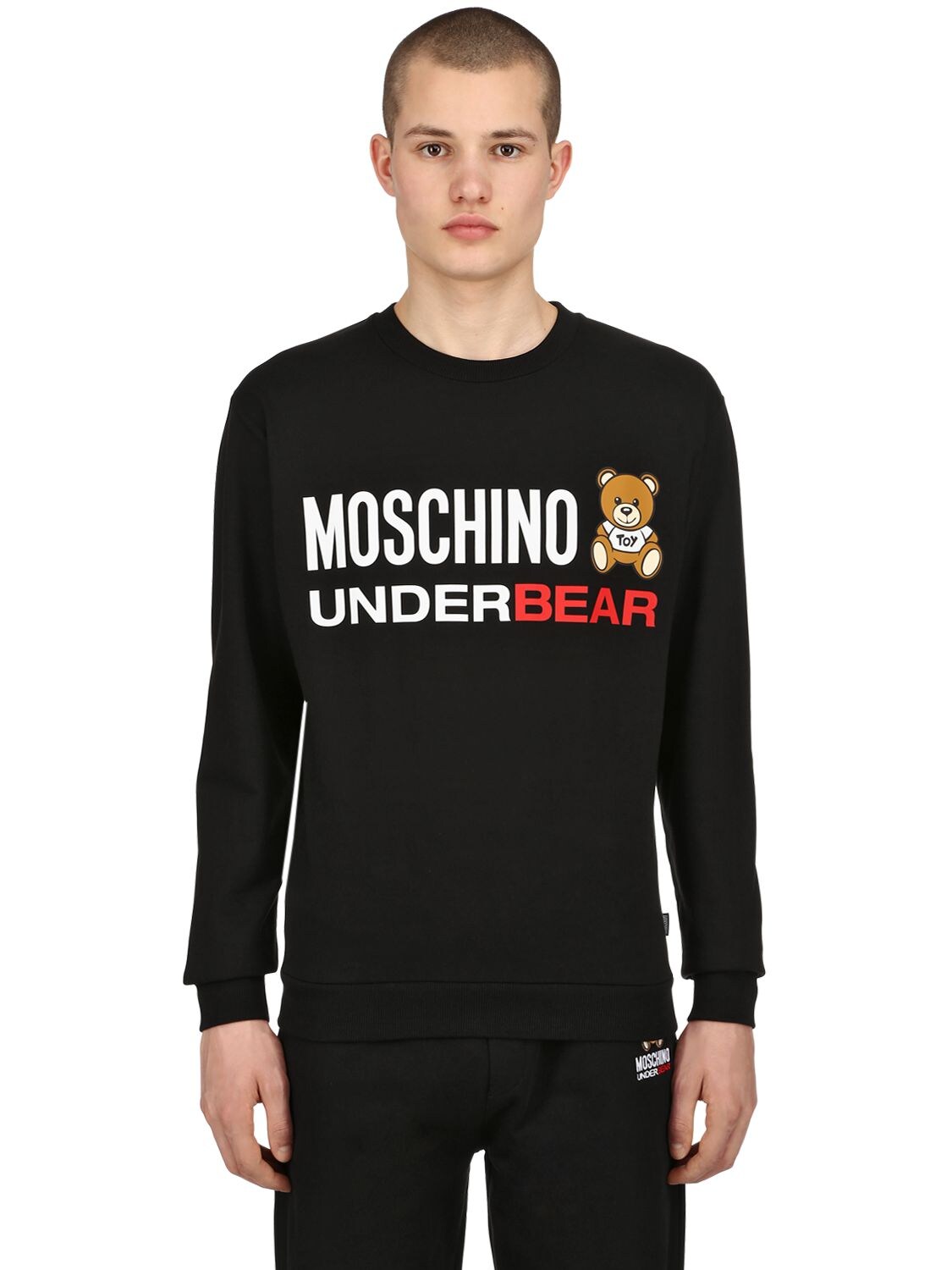 Moschino Underwear Printed Cotton Sweatshirt In Black