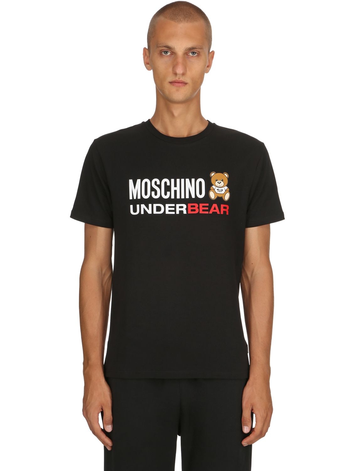 MOSCHINO UNDERWEAR 印图平纹弹力修身T恤,68I0U0002-NTU10