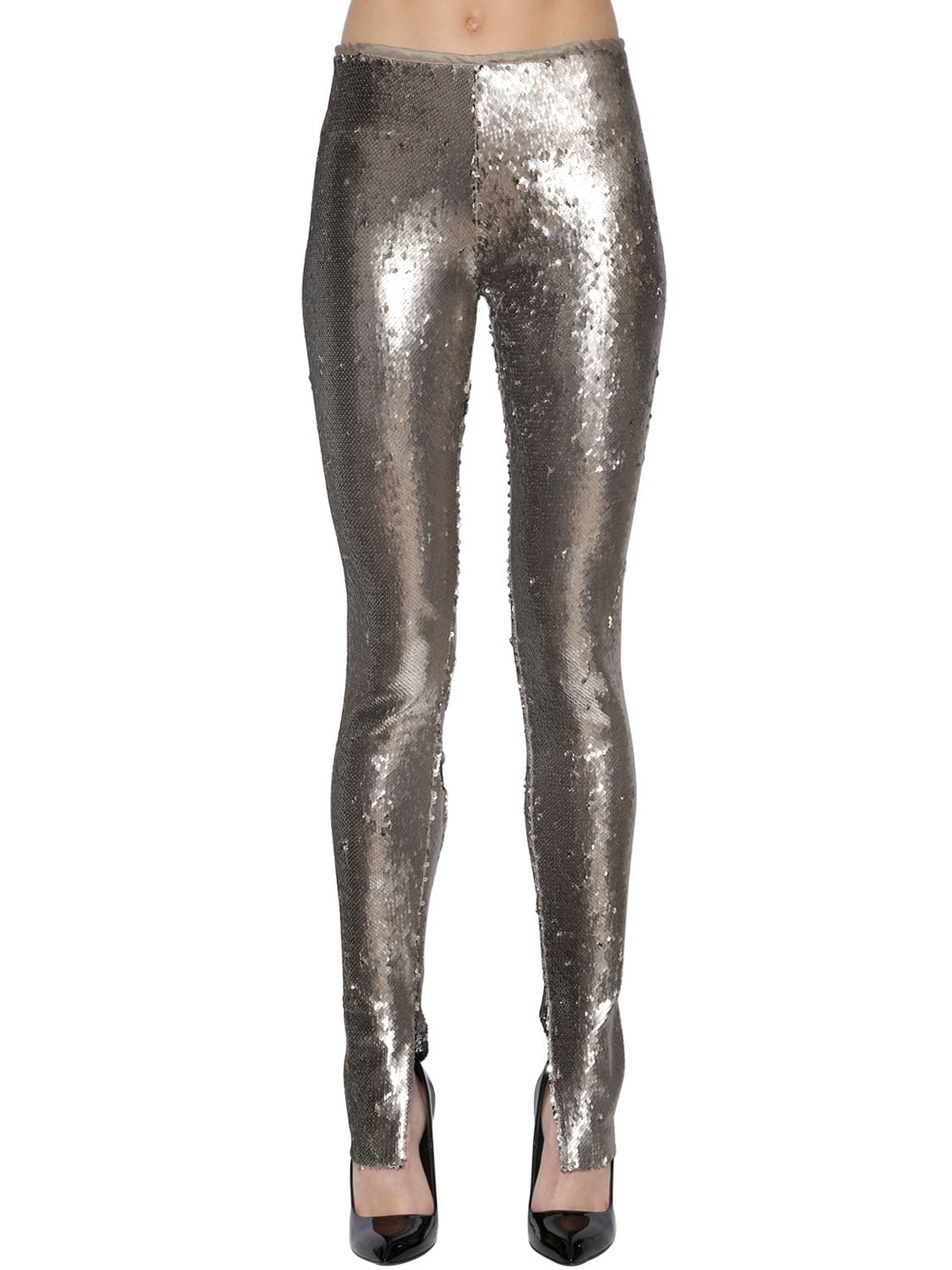 Azzaro Sequined Leggings In Black,silver