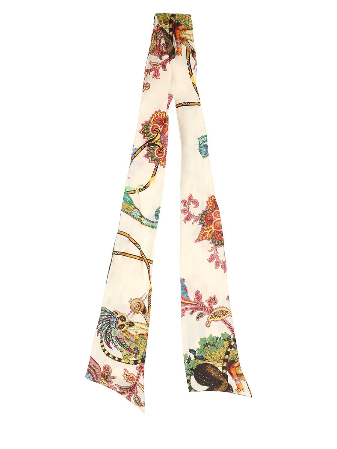 Etro Floral Printed Silk Twill Scarf In White