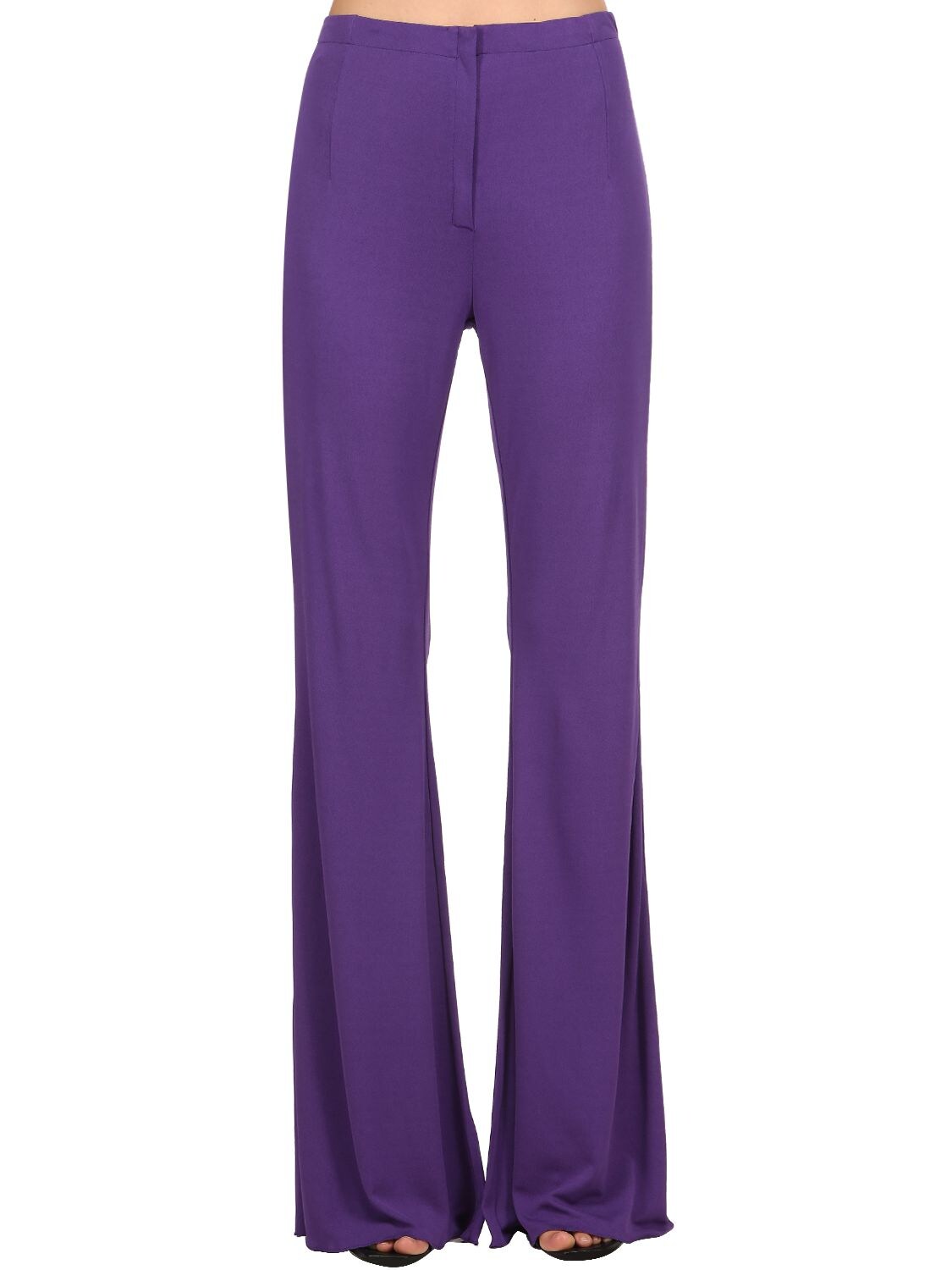 Marni Flared Crepe Jersey Pants In Purple