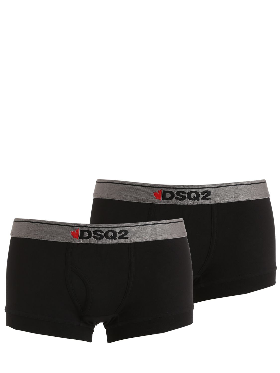 Dsquared2 Underwear Pack Of 2 Cotton Jersey Boxer Briefs In Black/grey