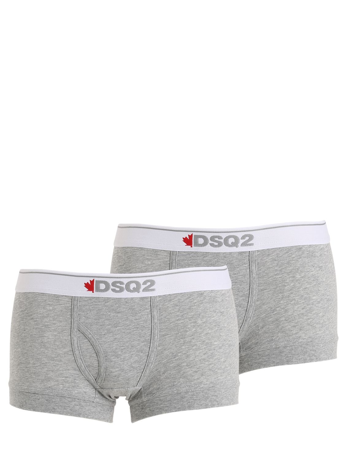 Dsquared2 Underwear Pack Of 2 Cotton Jersey Boxer Briefs In Heather Grey