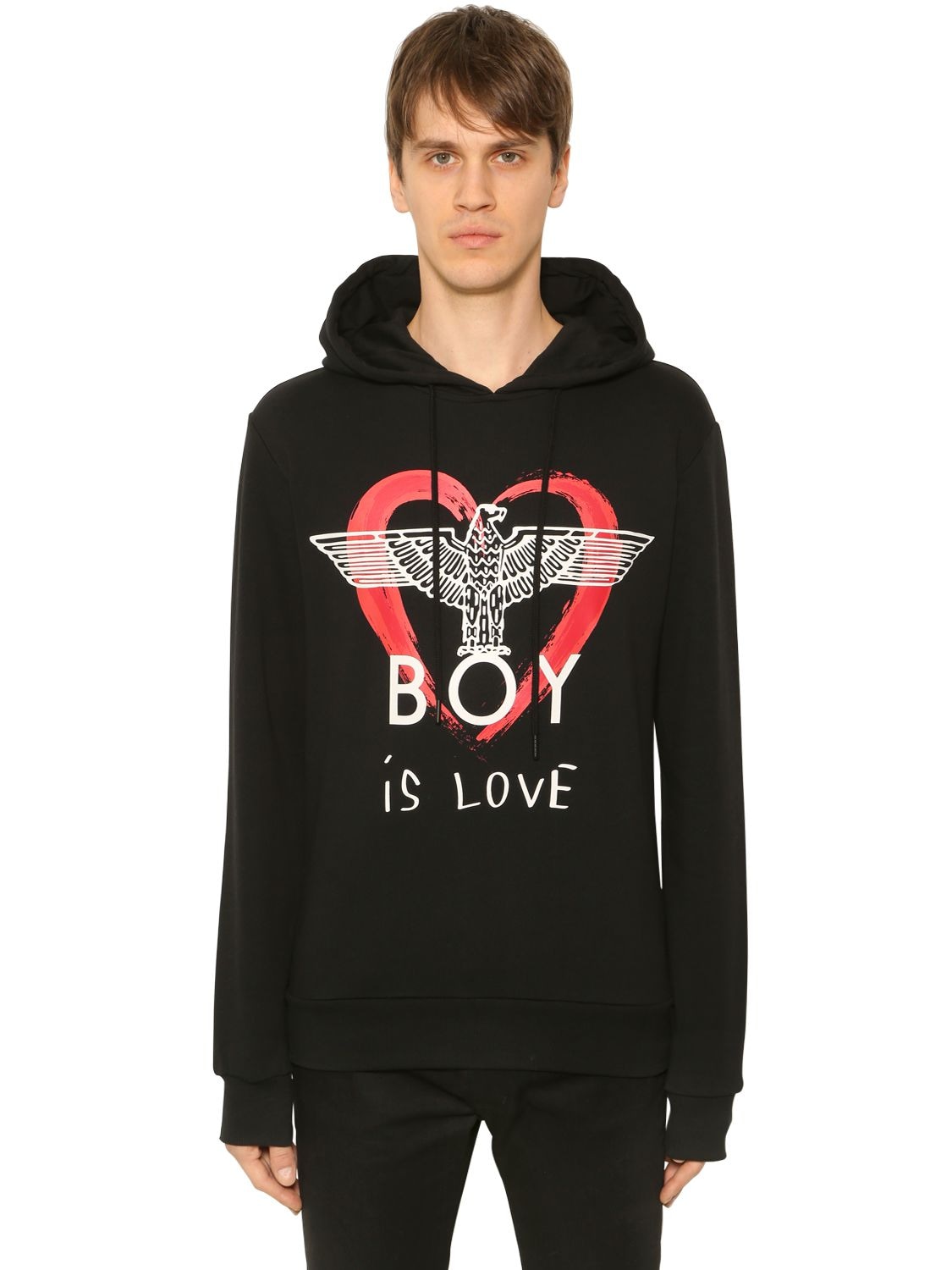 BOY LONDON "BOY IS LOVE"印图连帽卫衣,68I1VW004-QKXBQ0S1