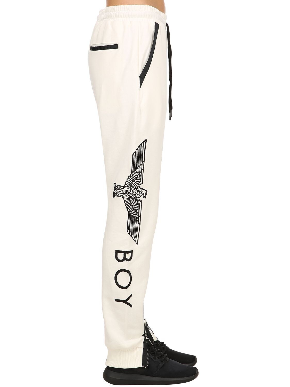 Boy London Eagle Embroidered Cotton Sweatpants In White,black