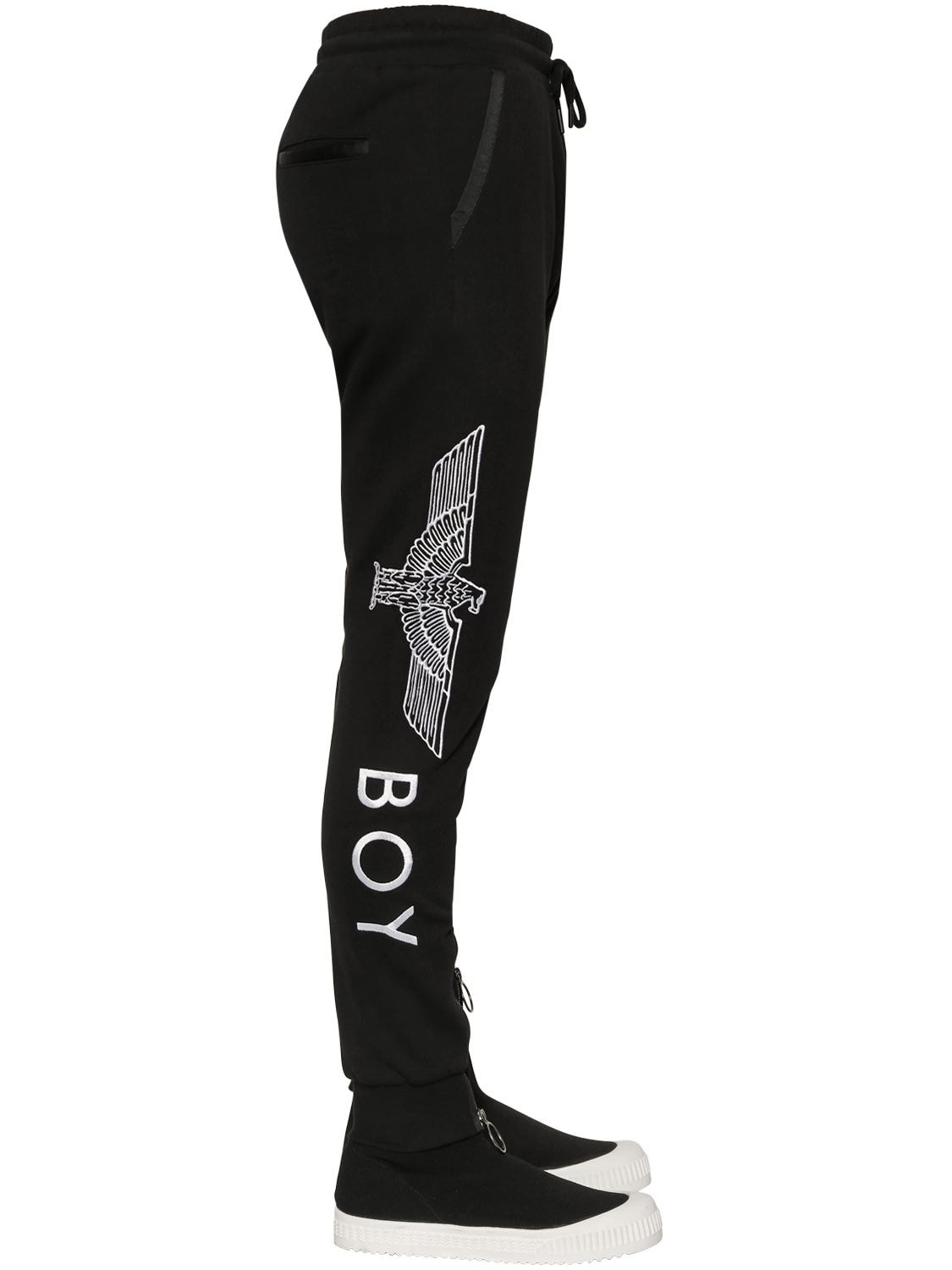 Boy London Eagle Embroidered Cotton Sweatpants In Black,white