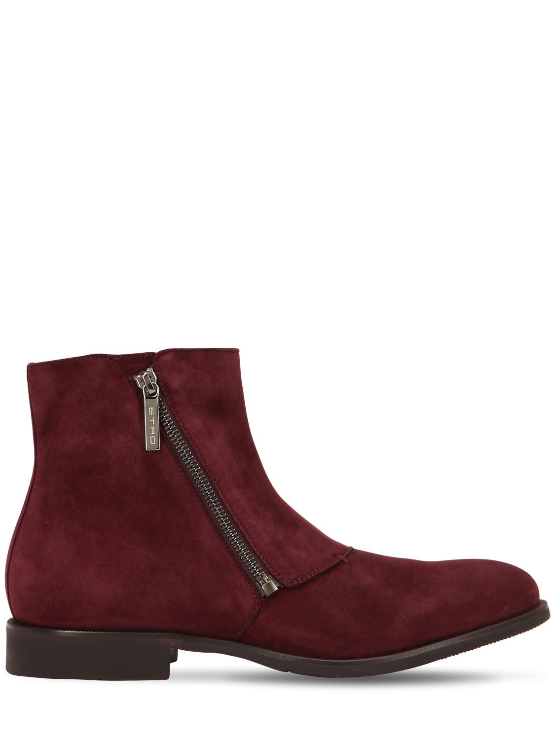 Etro Zip-up Suede Ankle Boots In Bordeaux