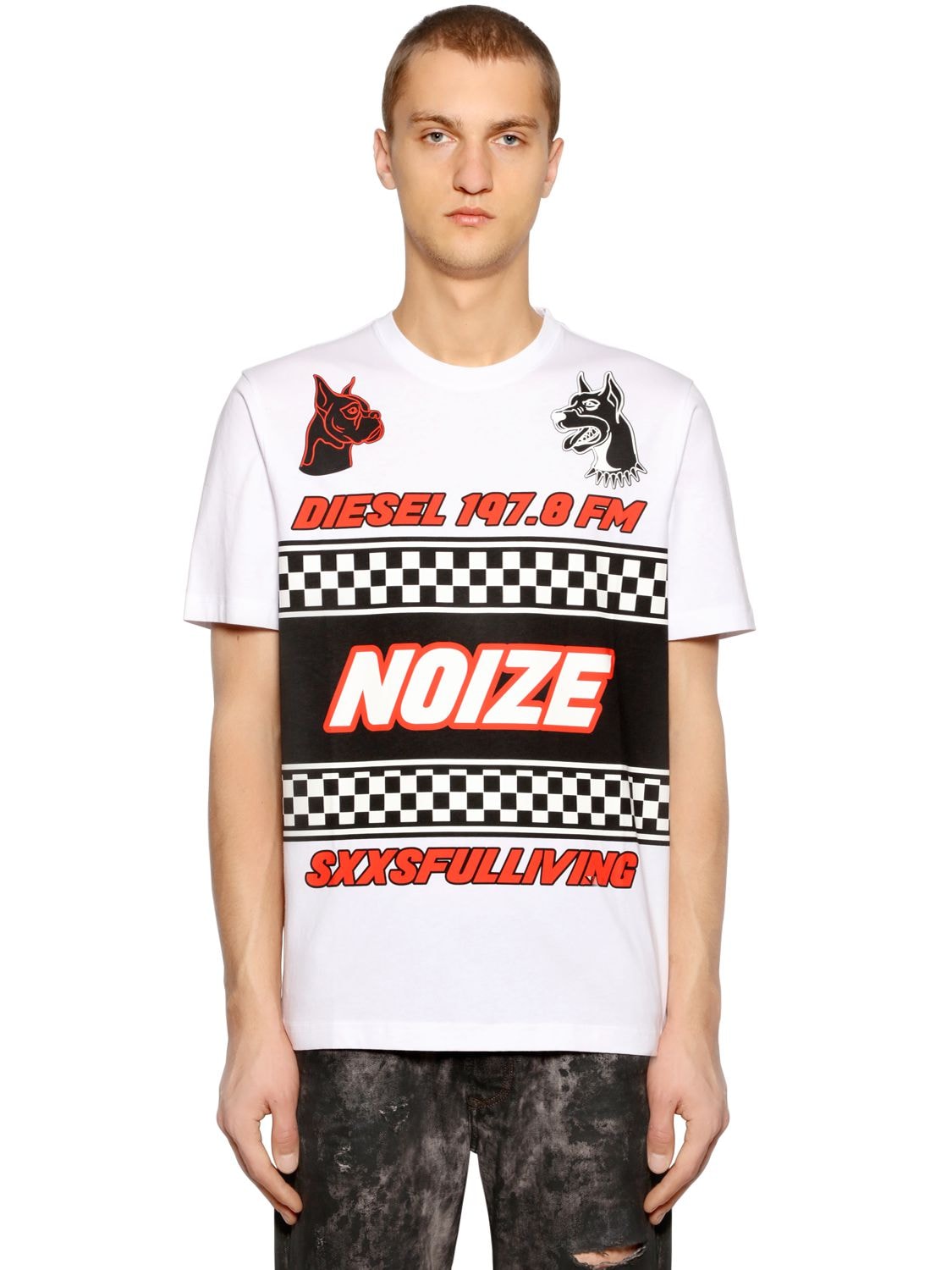 DIESEL NOIZE PRINTED COTTON JERSEY T-SHIRT,68I1W0003-MTAw0