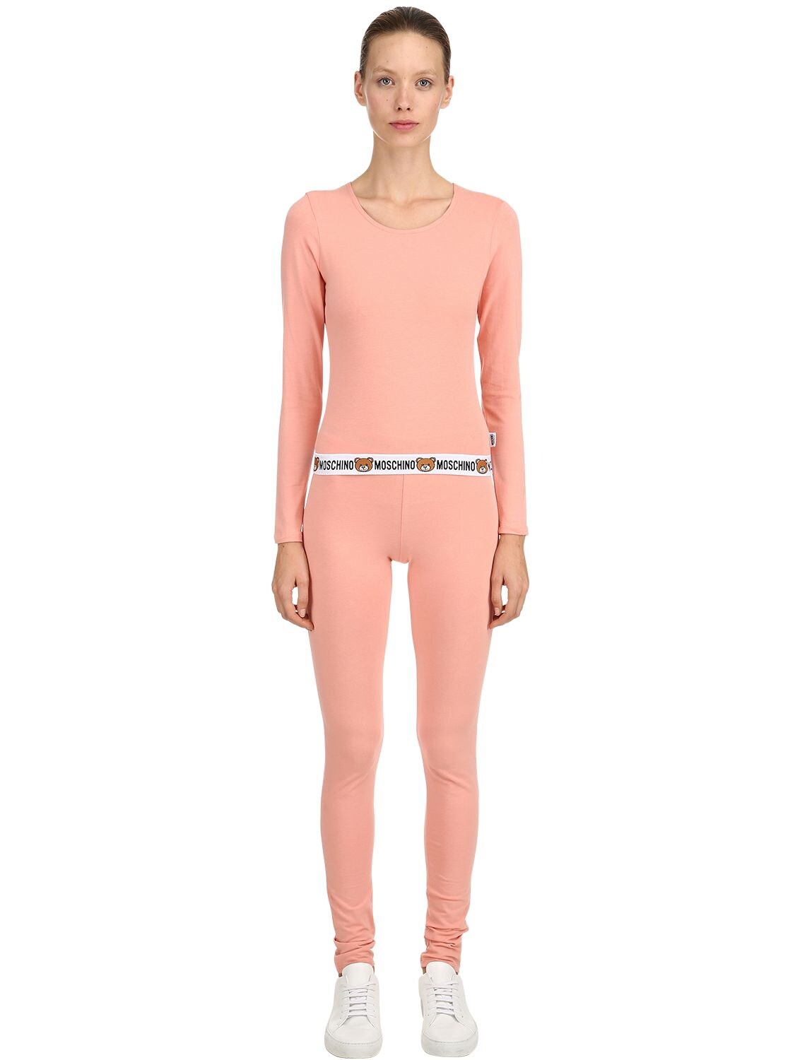 Moschino Underwear Logo Band Jersey Pajama Top & Pants In Pink