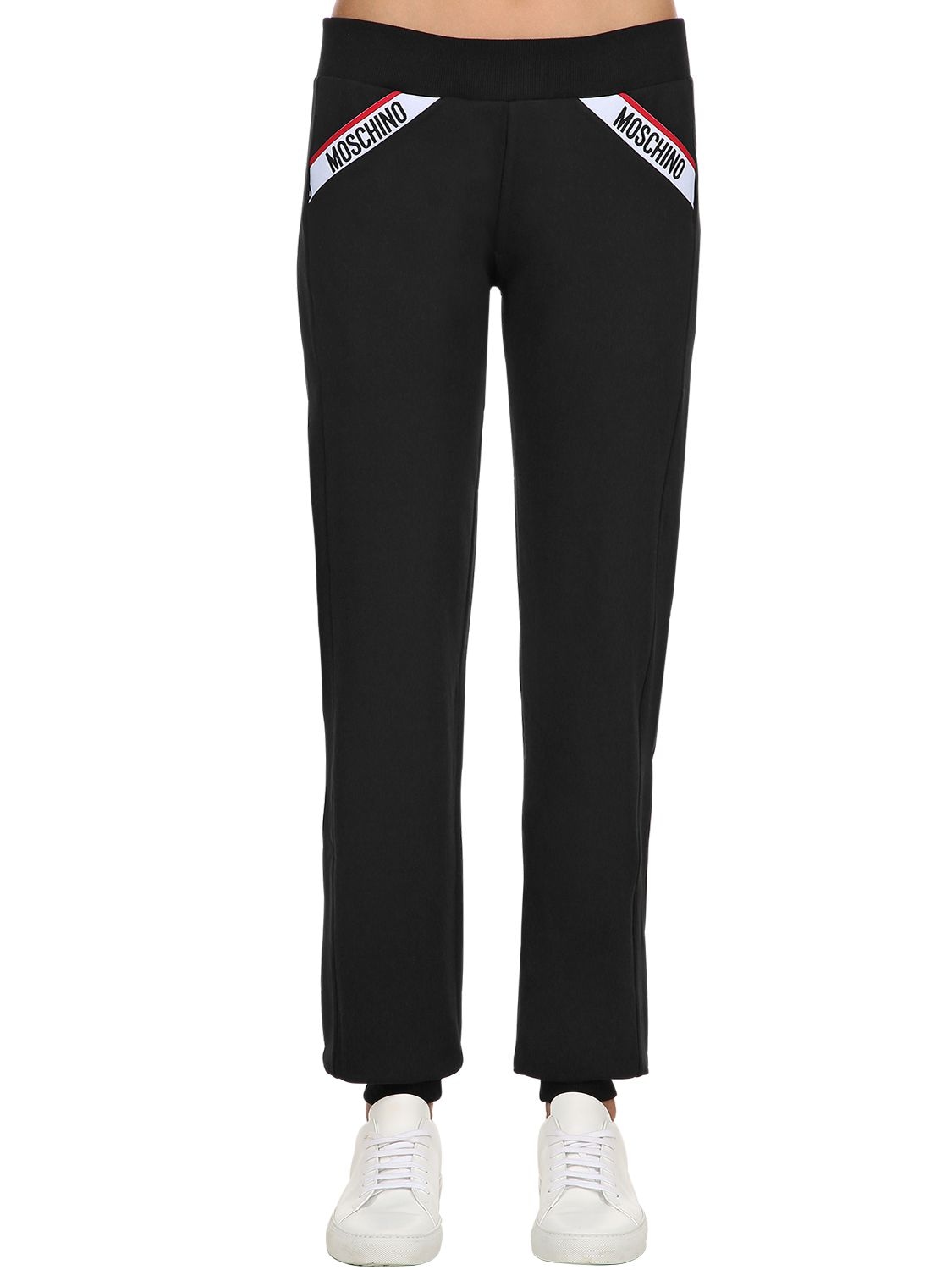 Moschino Underwear Logo Band Cotton Sweatpants In Black
