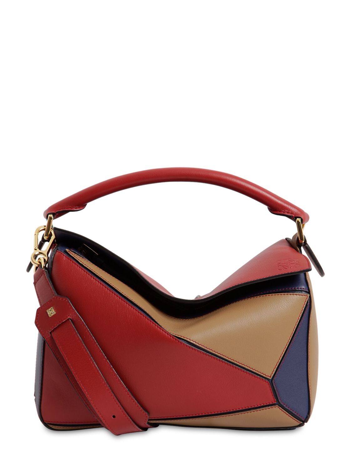 Small Puzzle bag in classic calfskin Chocolate/Burgundy - LOEWE