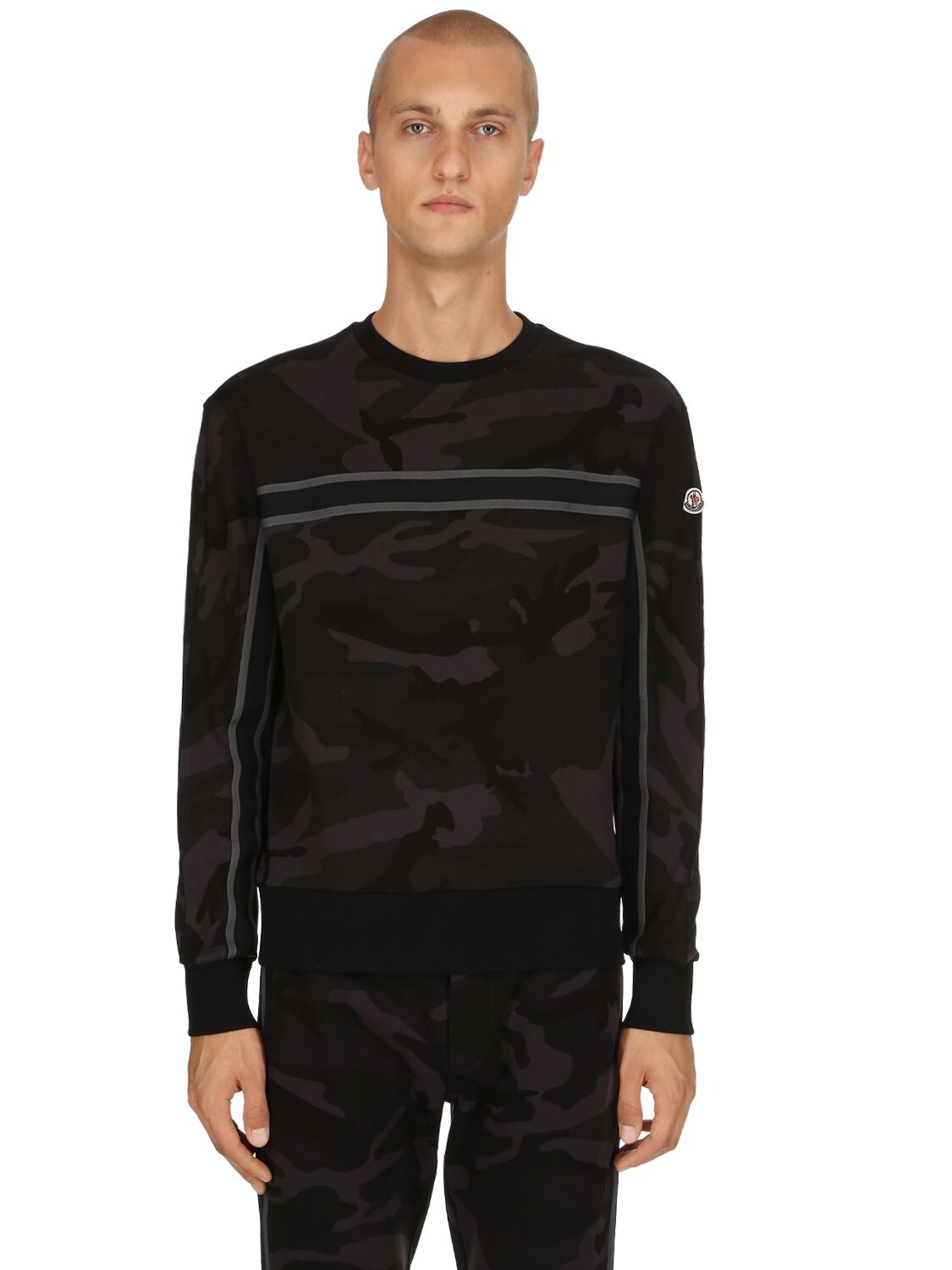 Moncler Camouflage-print Cotton Sweatshirt In Black Camo