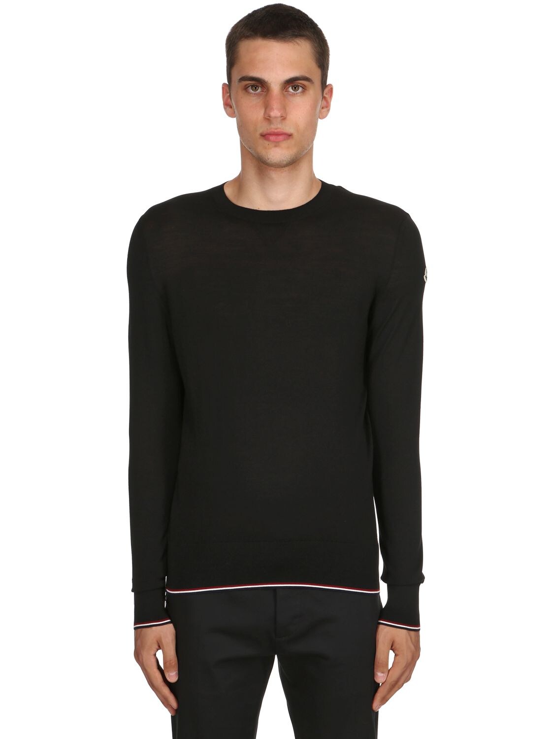 Moncler Wool Knit Sweater In Black