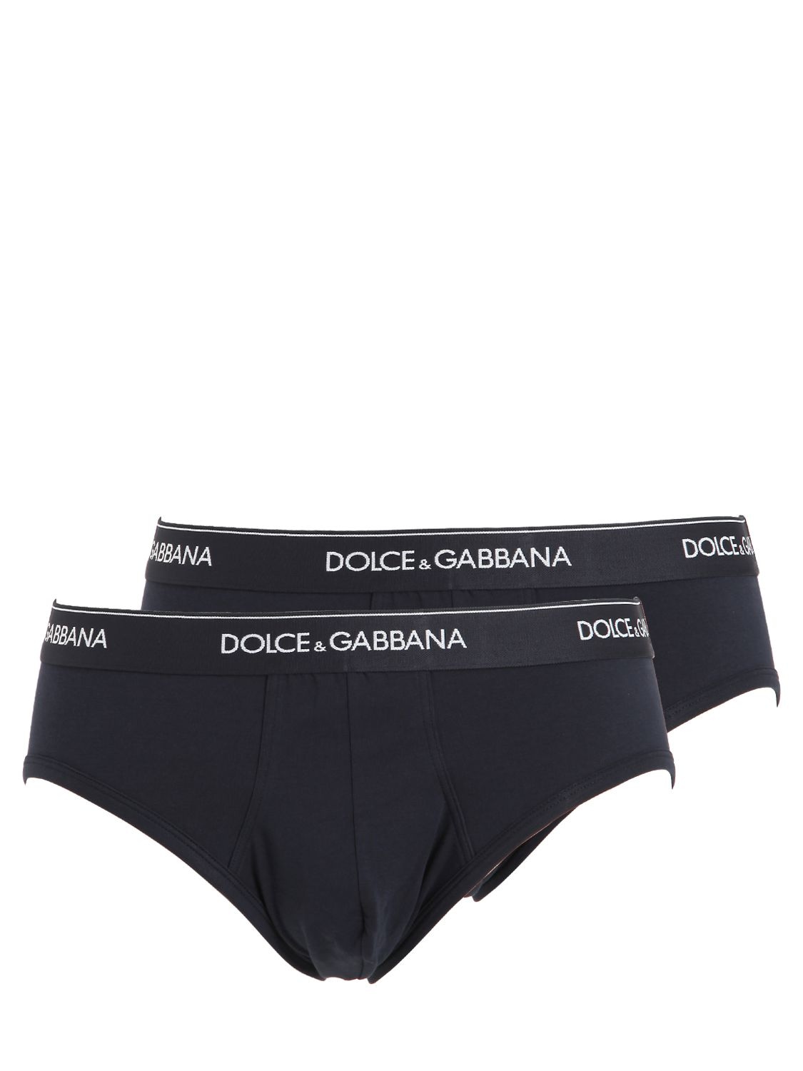 Shop Dolce & Gabbana Pack Of 2 Stretch Jersey Briefs In Navy