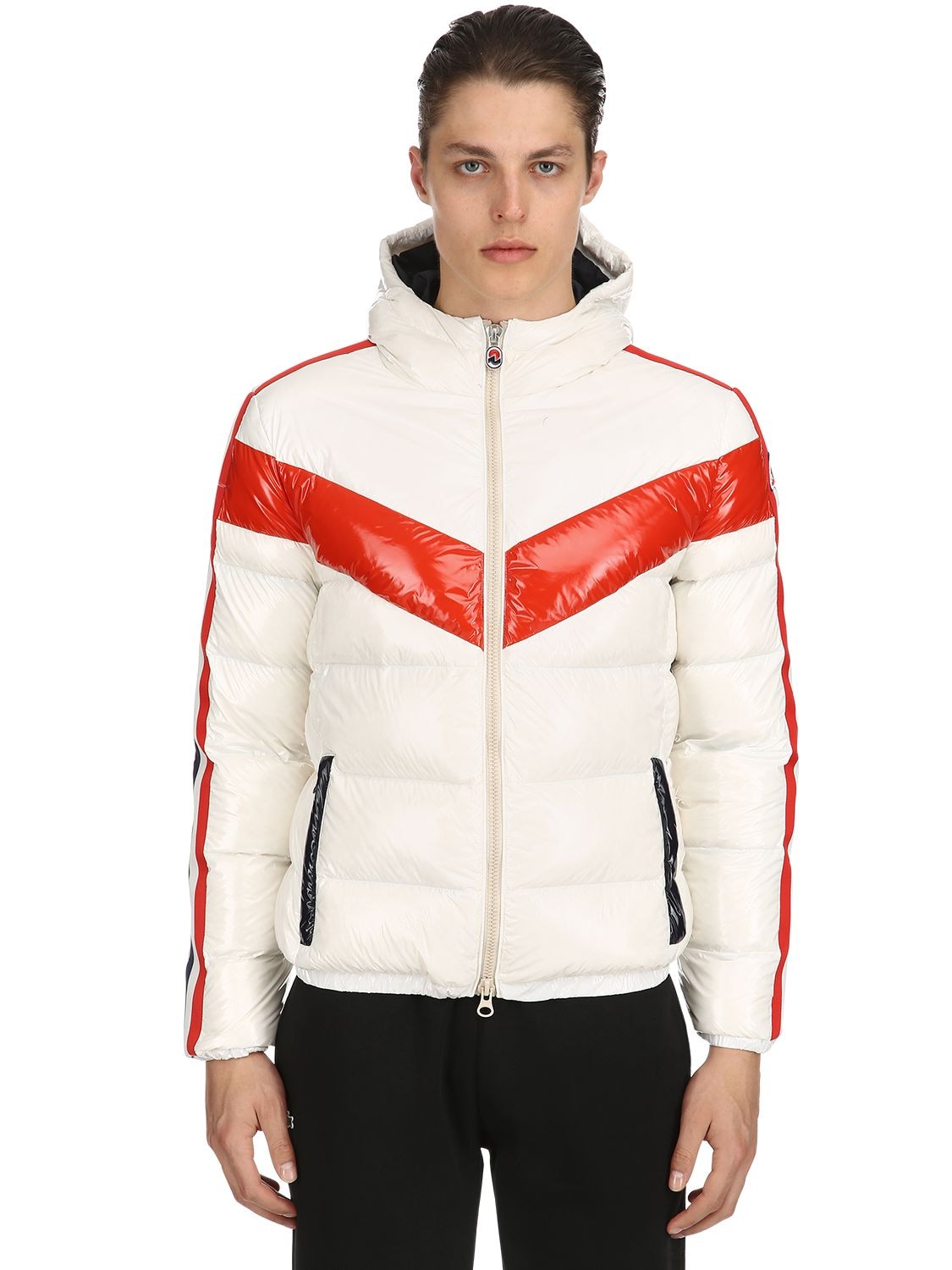 Invicta Hooded Nylon Puffer Jacket In White