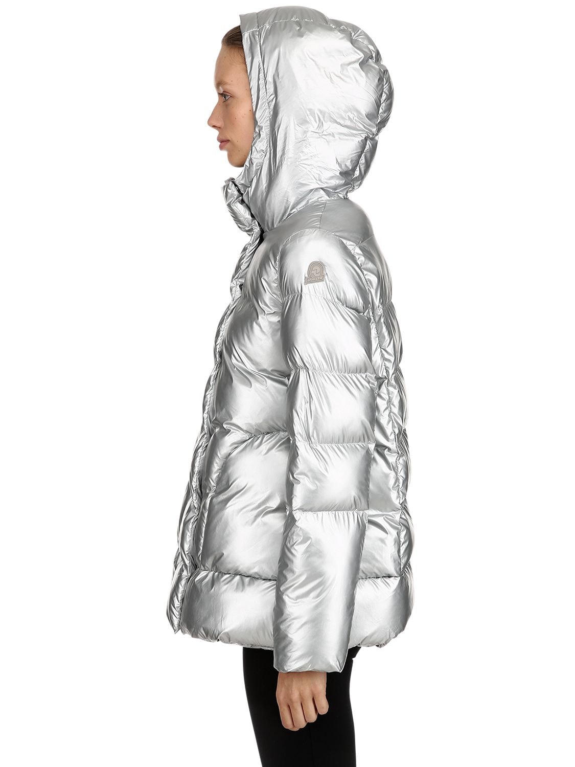 Invicta Hooded Nylon Puffer Jacket In Silver