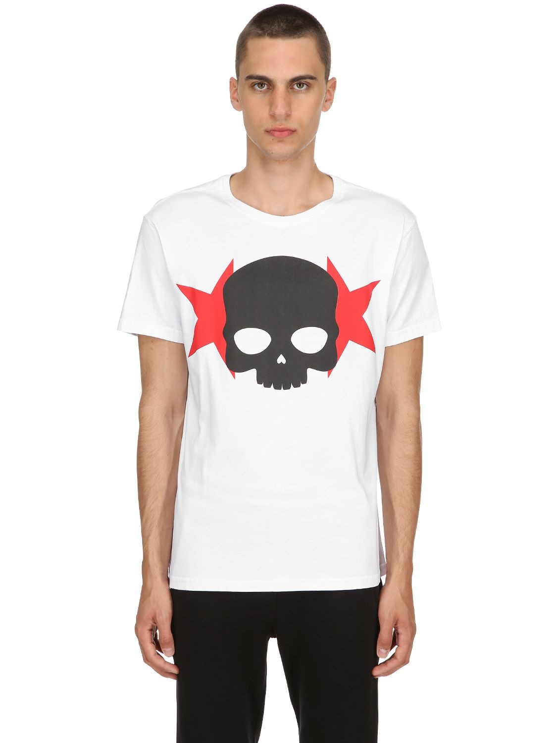 Hydrogen Skull & Stars Cotton Jersey T-shirt In White