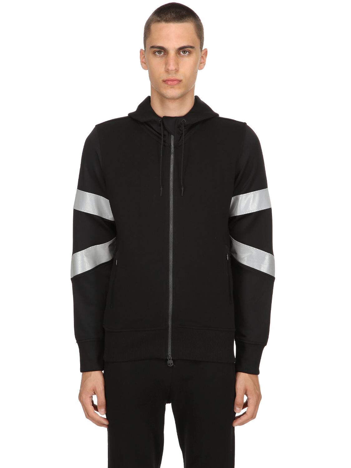 Hydrogen Reflective Zip-up Sweatshirt Hoodie In Black