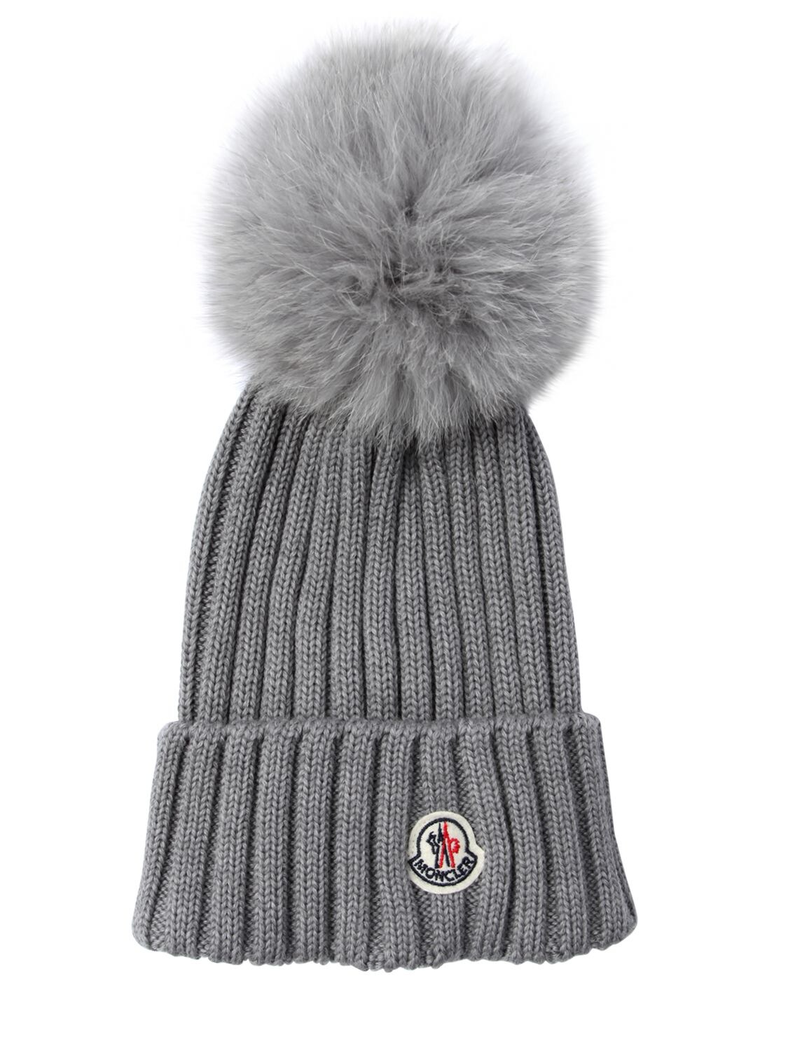 MONCLER 狐狸绒球羊毛针织便帽,68I3LA018-OTgy0