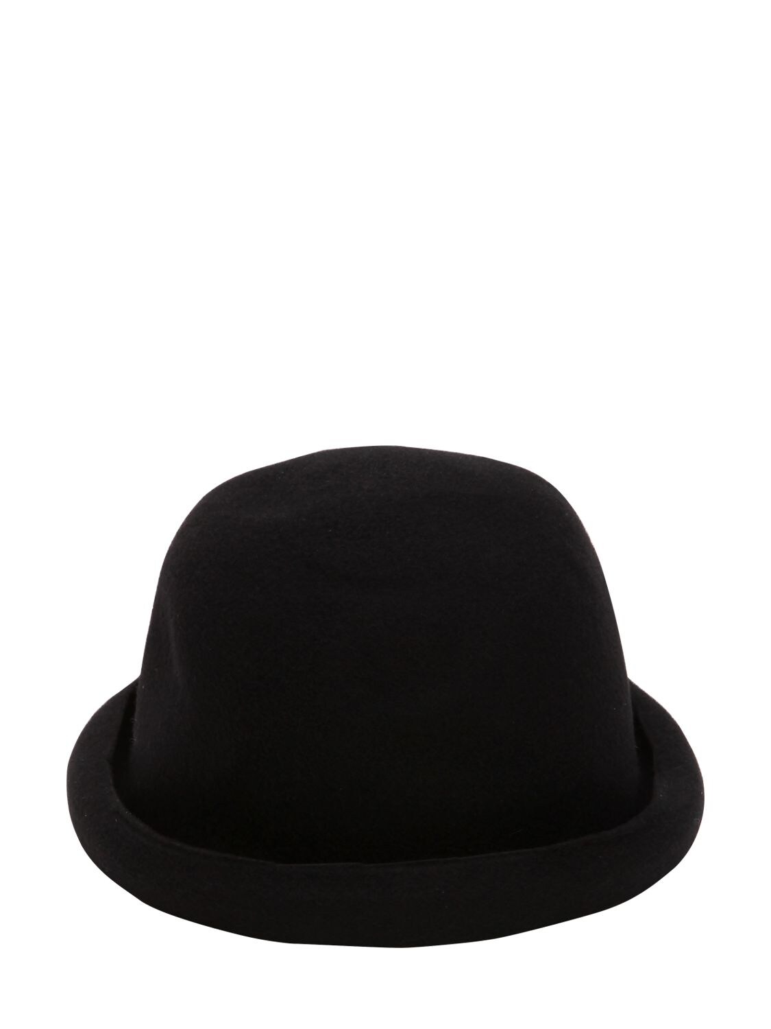 Isabel Benenato Round Brim Wool Felt Hat In Black