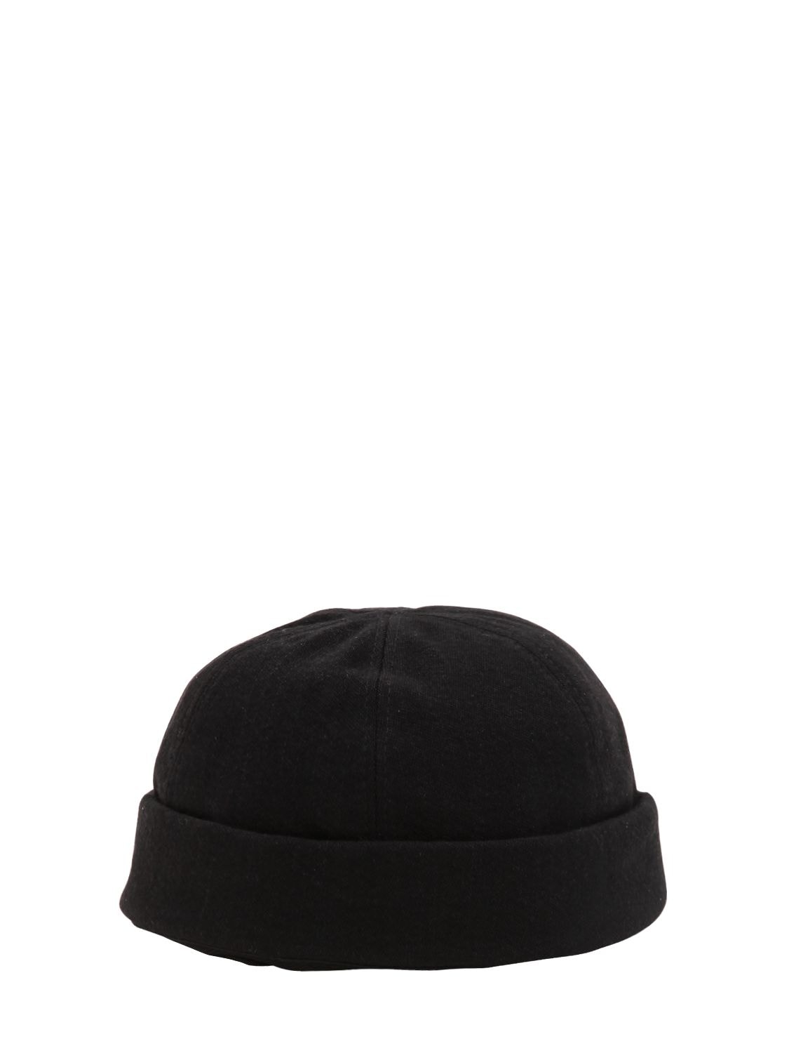 Isabel Benenato Wool & Cotton Canvas Skullcap Hat In Black