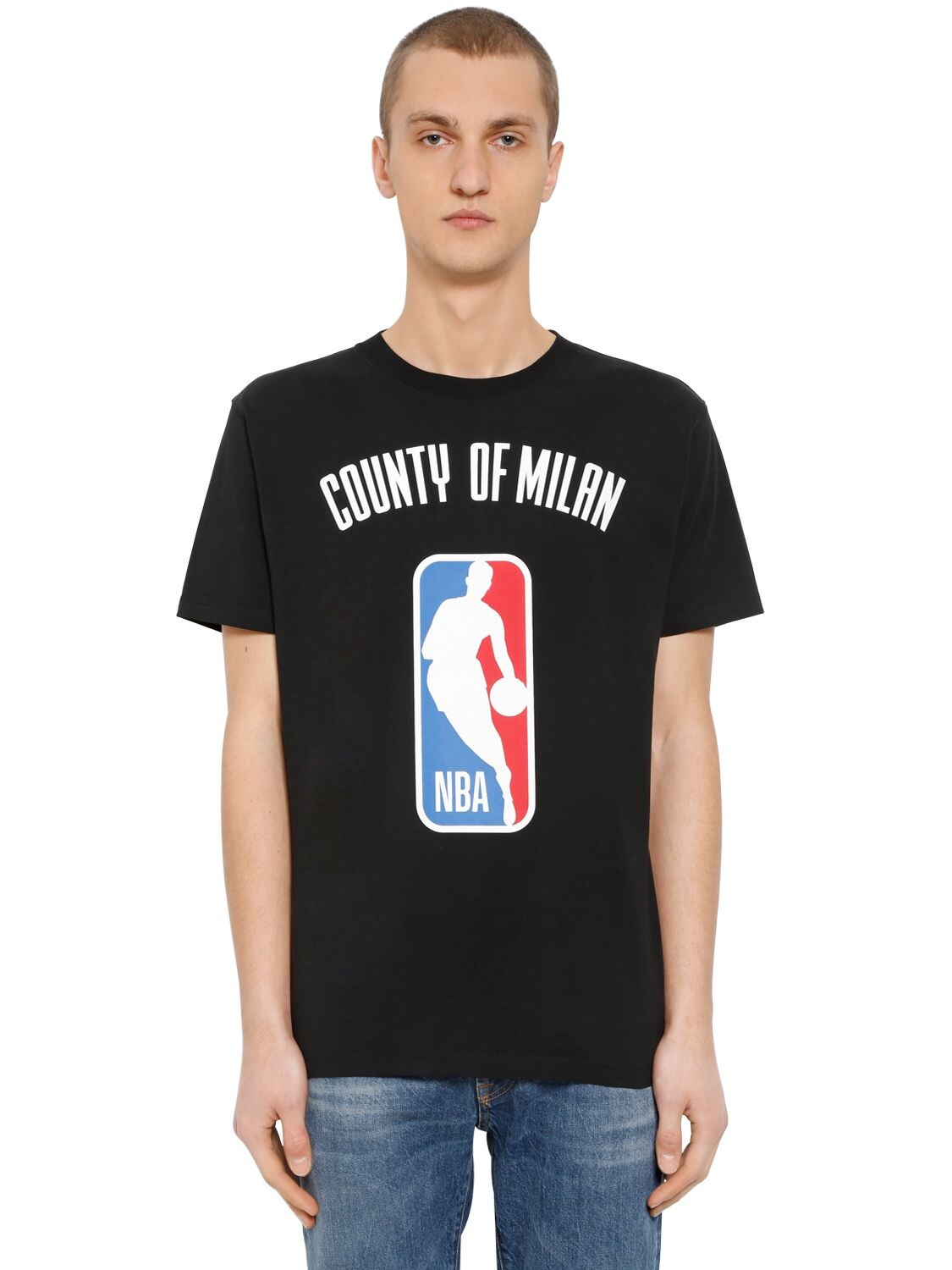 MARCELO BURLON COUNTY OF MILAN "NBA"印图织棉T恤,68I4PL008-MTA4OA2