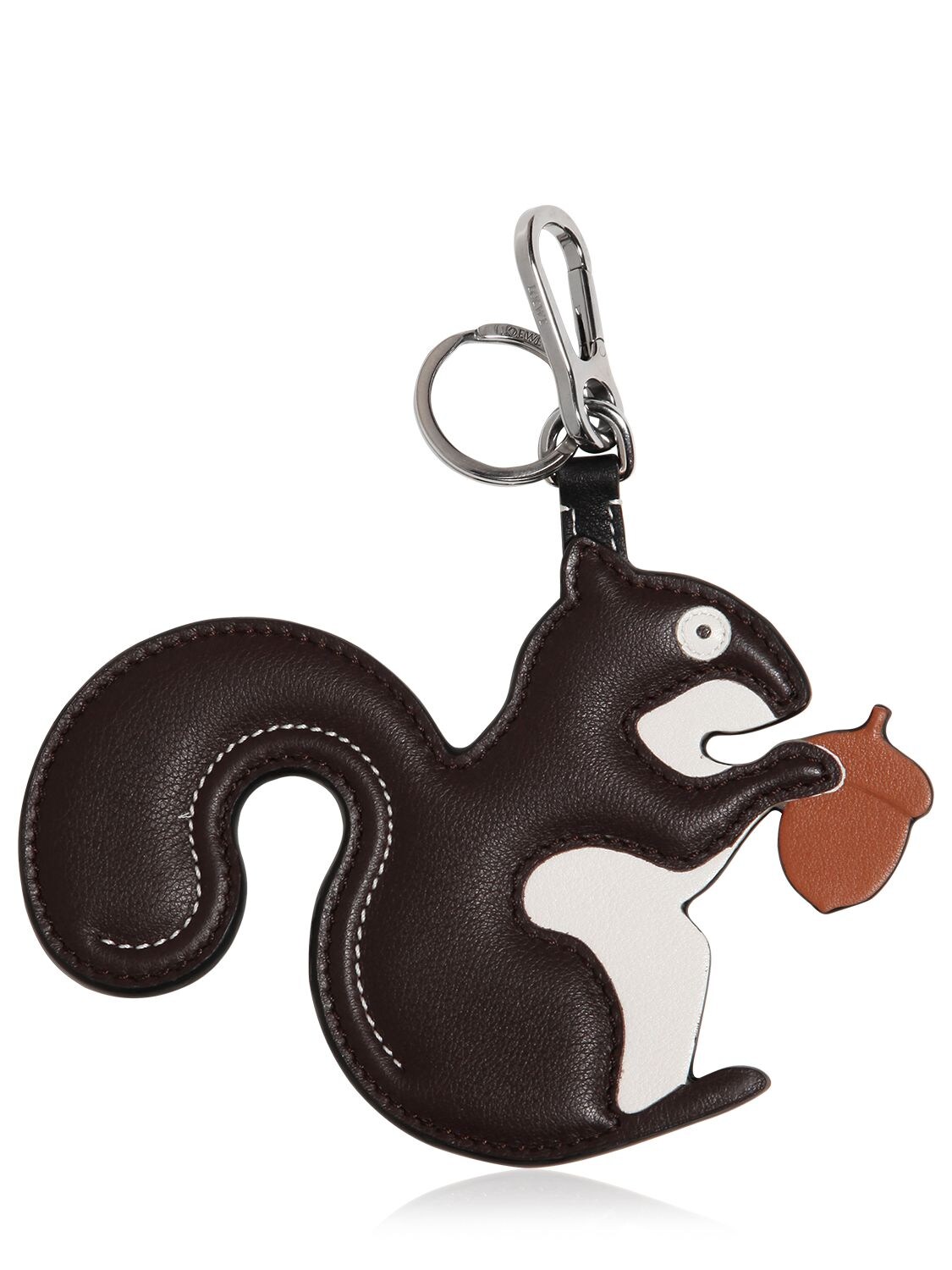 Loewe Squirrel & Nut Leather Key Chain In Brown